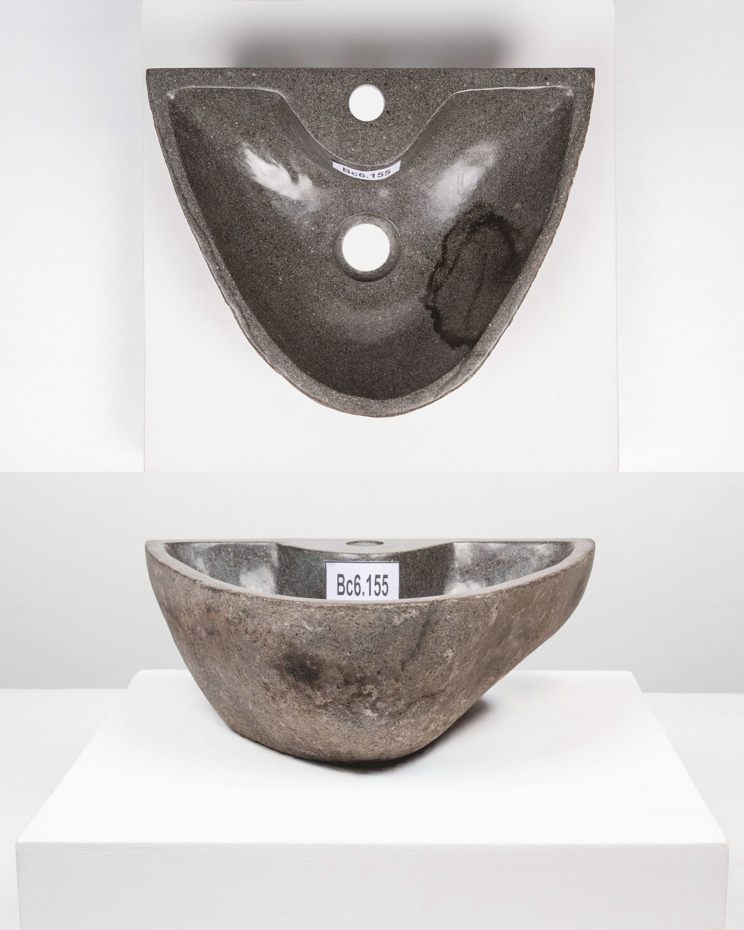 wohnfreuden Aufsatzwaschbecken Naturstein Waschbecken 40 cm oval mit Hahnloch (Kein Set), 101840_Bc6.155