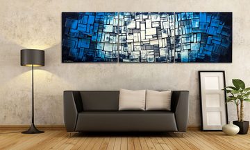 WandbilderXXL XXL-Wandbild Cubic Wave 240 x 70 cm, Abstraktes Gemälde, handgemaltes Unikat