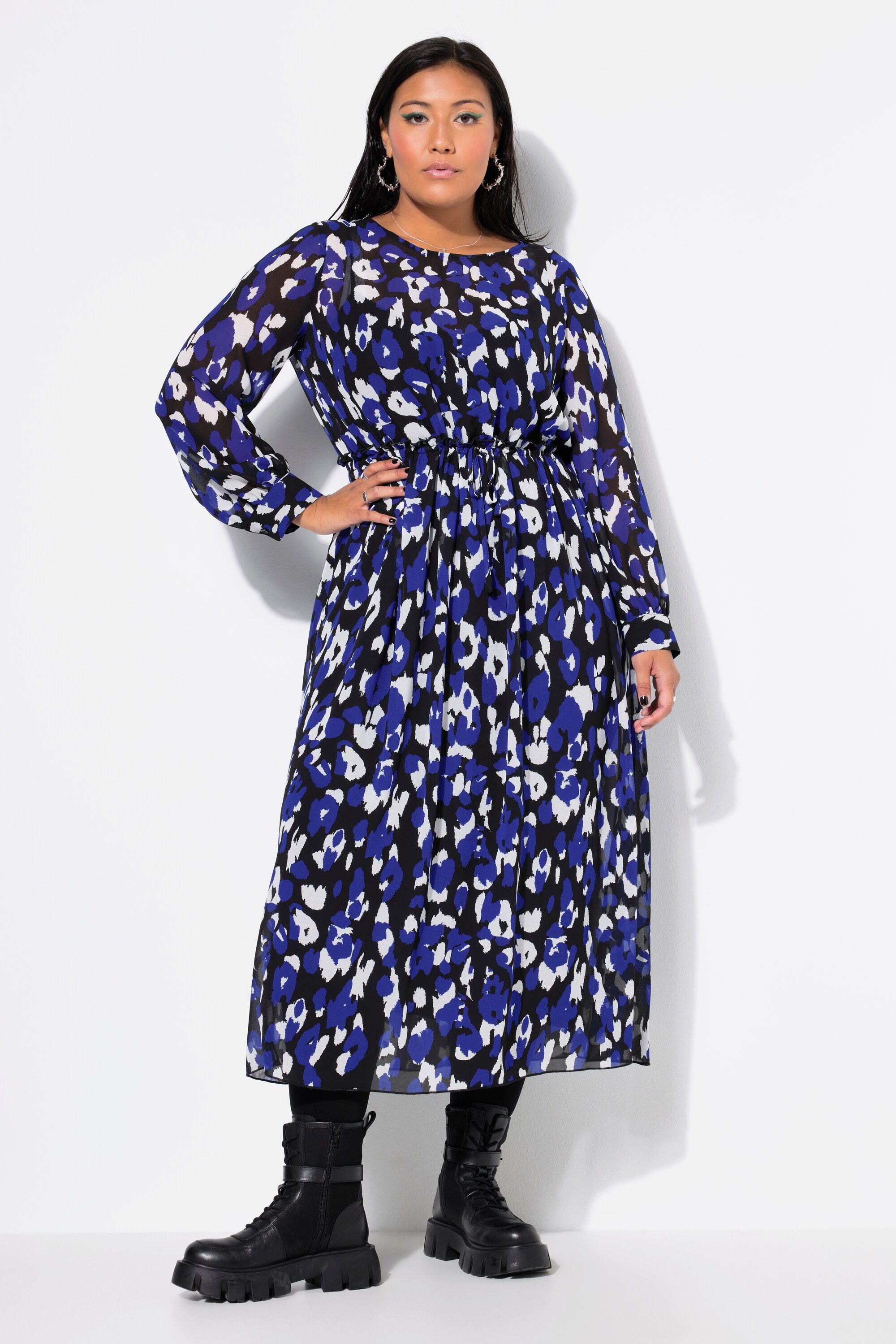 Maxikleid Maxikleid A-Line Color-Leo Langarm