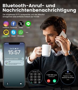 Lige Bluetooth Anrufe AMOLED Always-on Display Männer's Smartwatch (1,43 Zoll), 400 mAh Herzfrequenz Schlaf Gesundheit Monitor