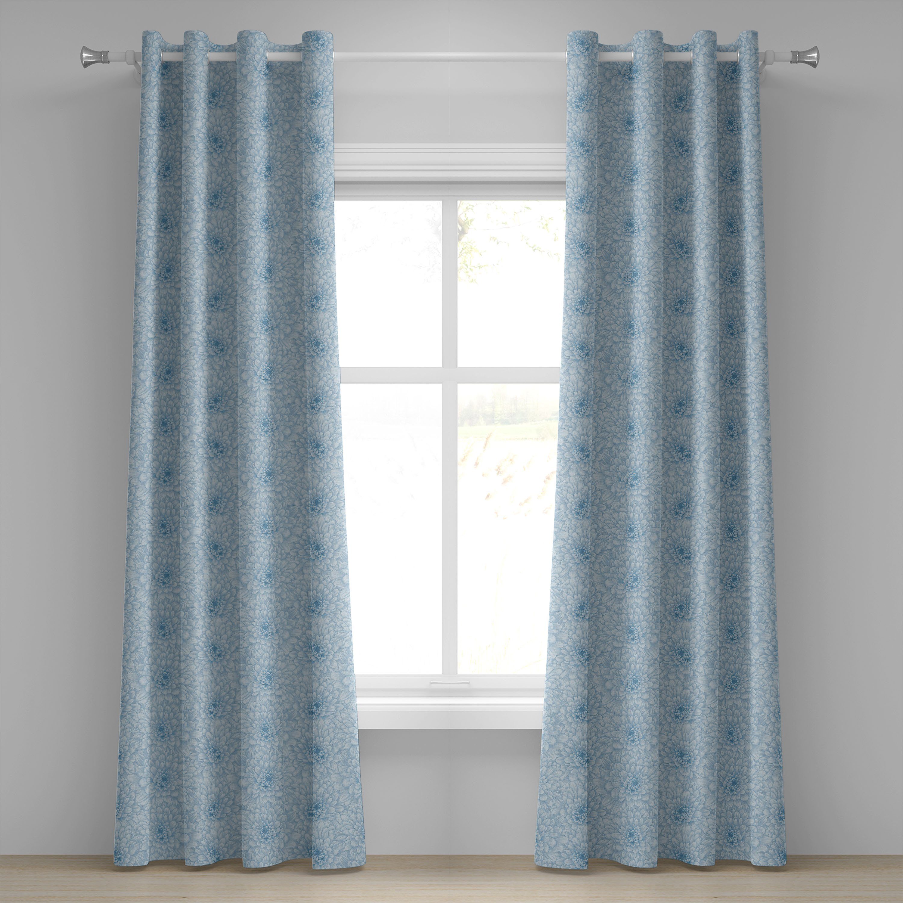 Gardine Dekorative 2-Panel-Fenstervorhänge für Schlafzimmer Wohnzimmer, Abakuhaus, Blau Blooming Romantik
