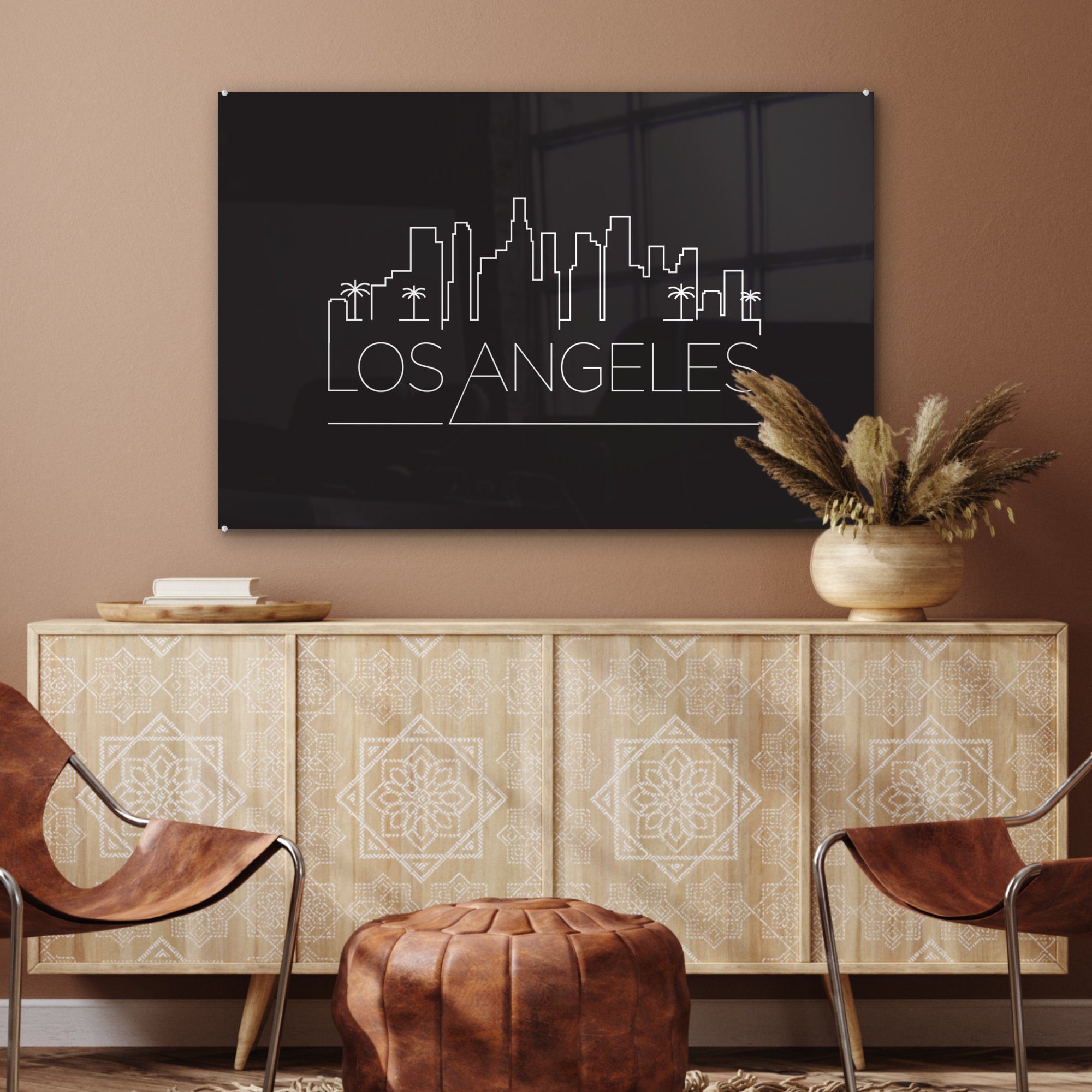 MuchoWow Acrylglasbild Skyline (1 Acrylglasbilder Los Schlafzimmer - Stadt, & Angeles - Wohnzimmer St)
