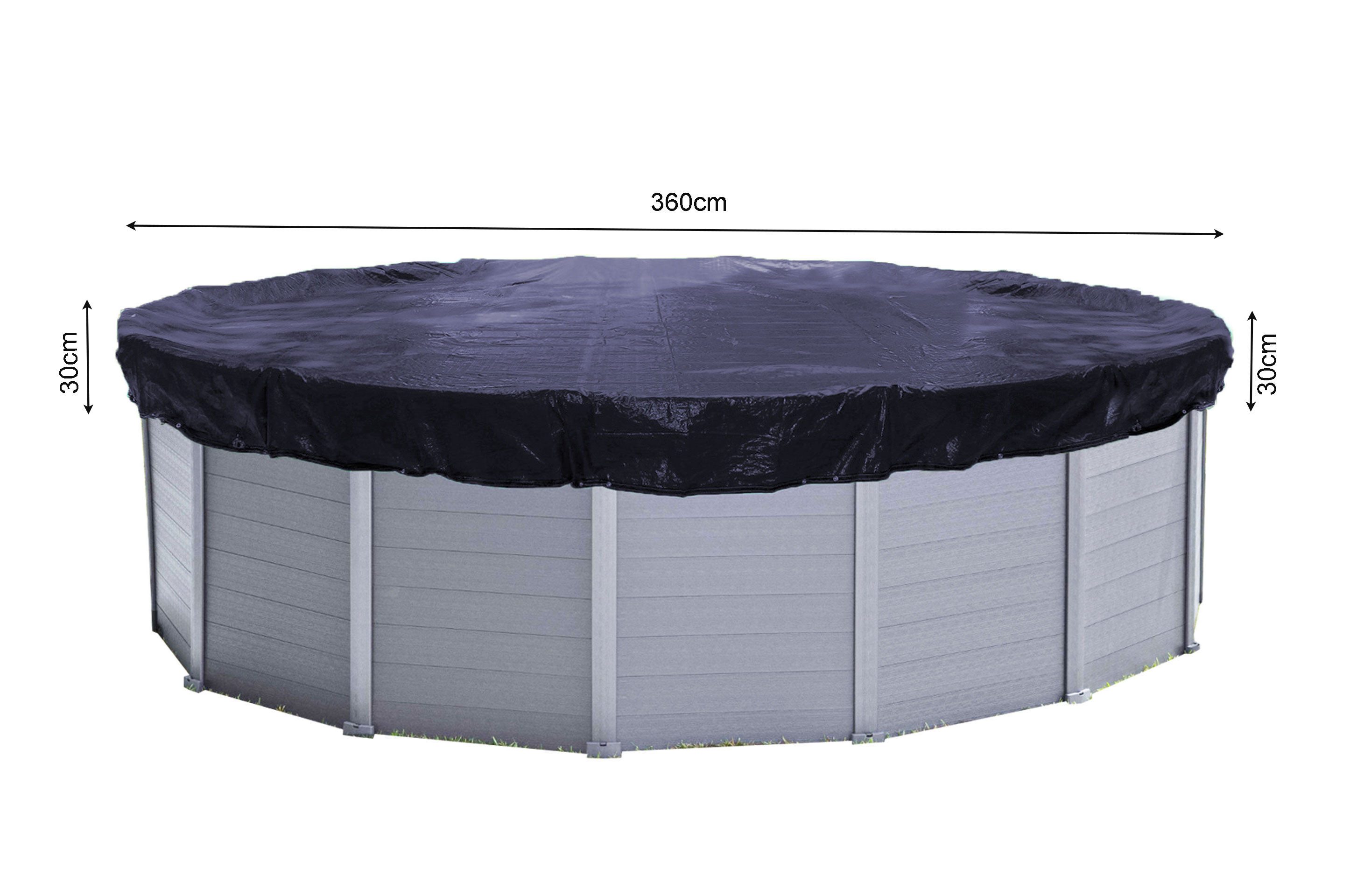 Pool-Abdeckplane Solar Poolabdeckung Rund Planenmaß Ø 420cm für Pool 320-366cm Schwarz