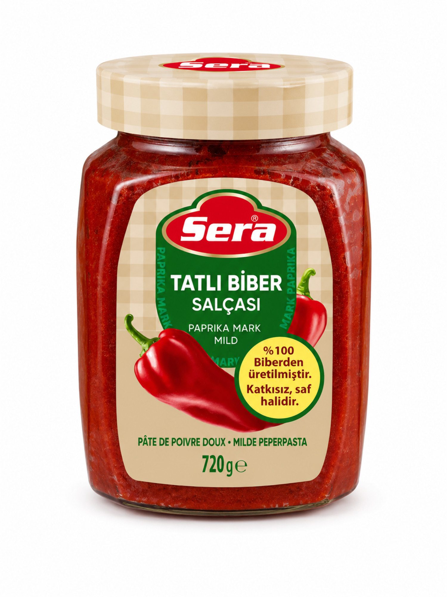 SERA FOOD Saucen Sera %93 Rote Paprika, Paprikamark im Glas, 720 g, 93 % rote Paprika, traditionelle Rezeptur, intensiv im Geschmack