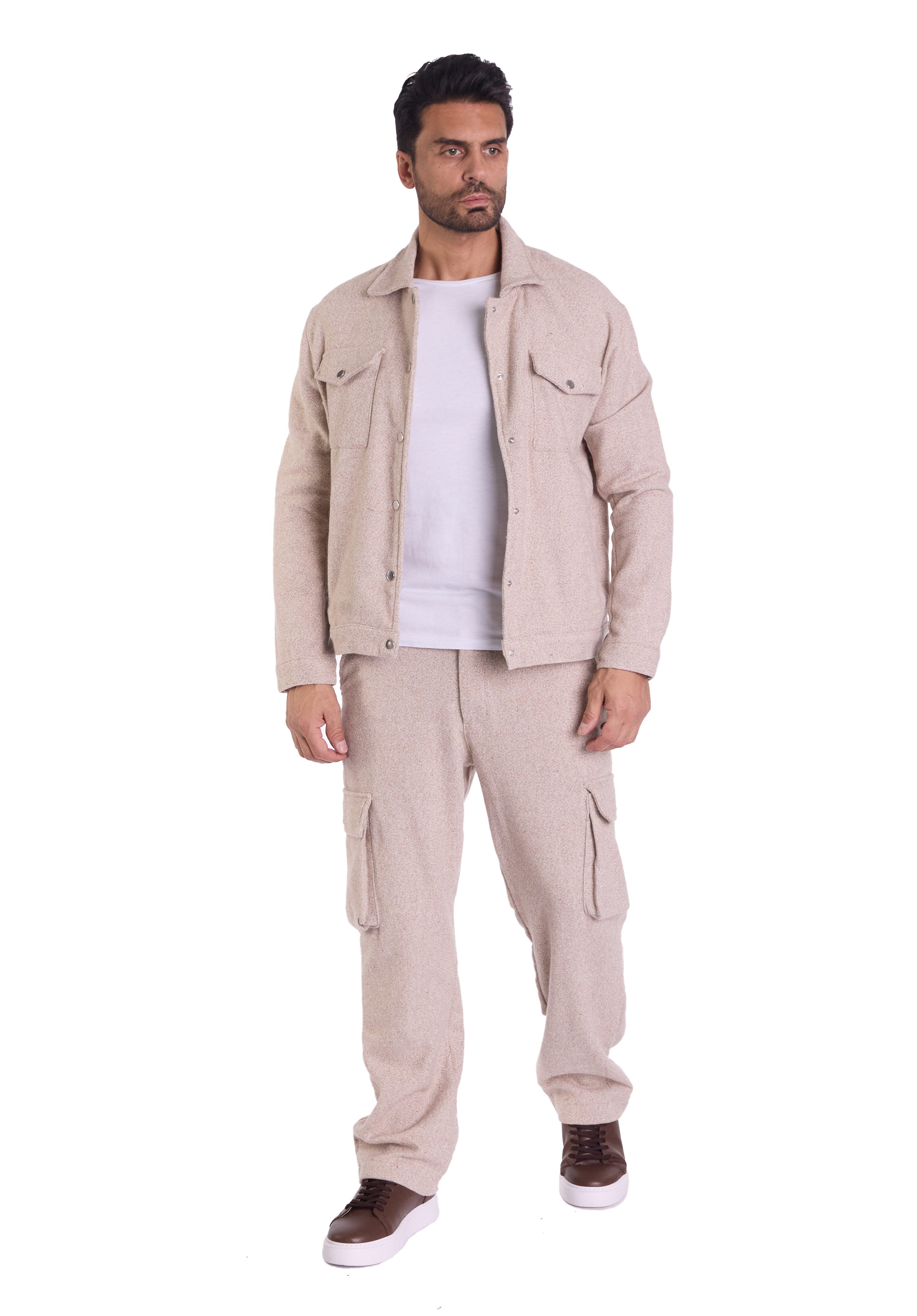 Denim Distriqt Freizeitanzug Herren Freizeitanzug mit Baggy Hose Beige M (2 günstig online kaufen