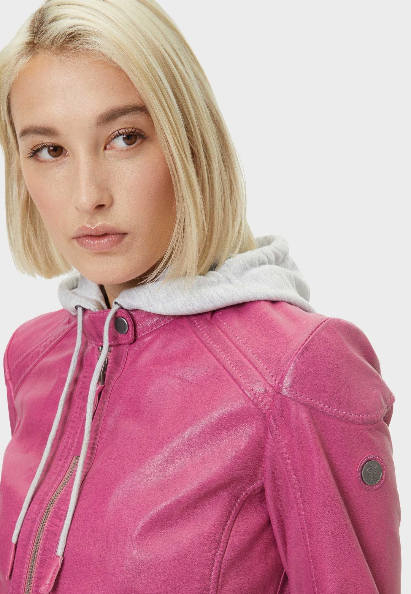 Gipsy by Mauritius Lederjacke GWApril Gipsy by Mauritius - Damen Lederjacke Lammnappa Kapuze pink