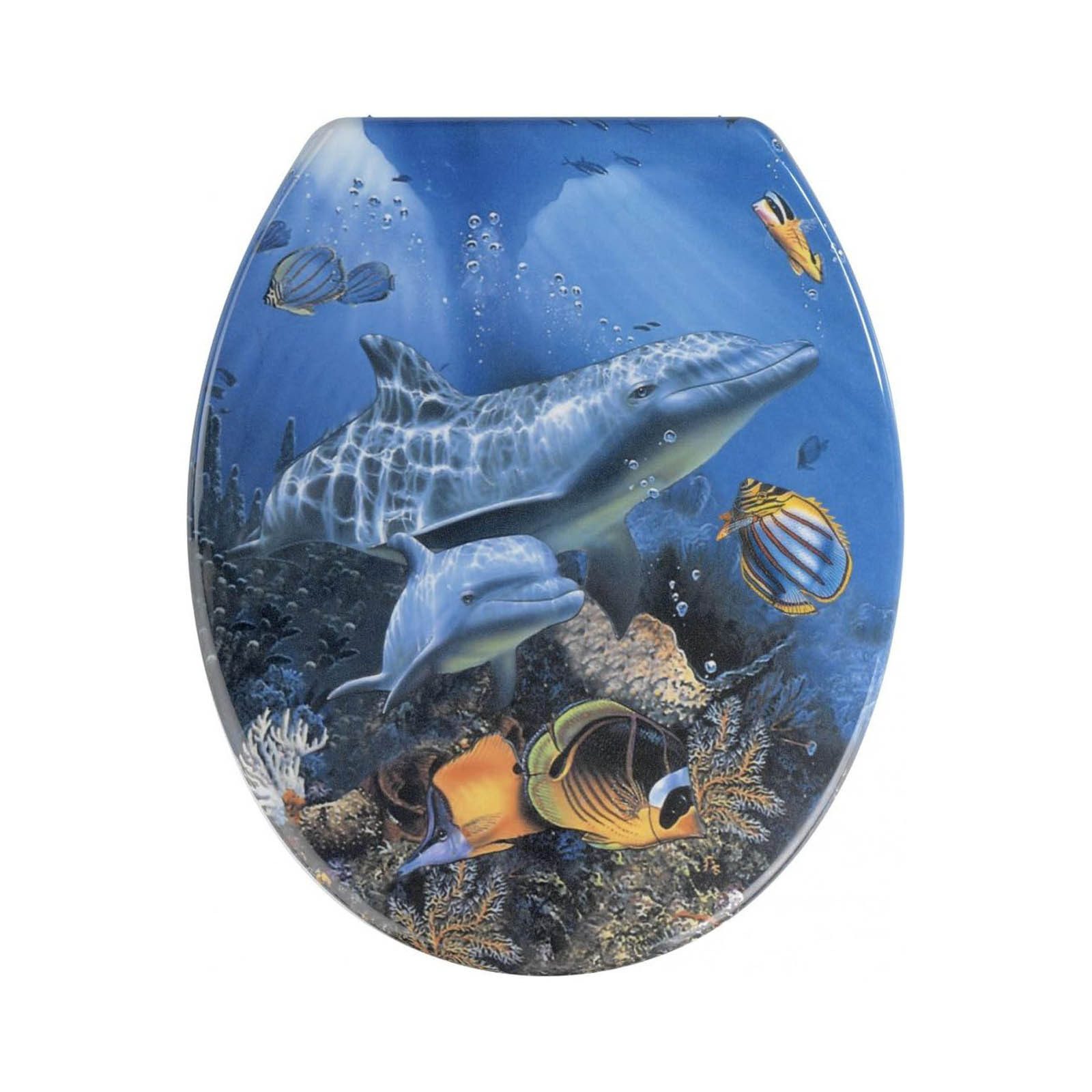 WENKO WC-Sitz WC-Sitz Duroplast WC Toiletten Sitz Sea Life Meeres Motiv (1-St), mit Absenkautomatik, Fix-Clip Befestigung