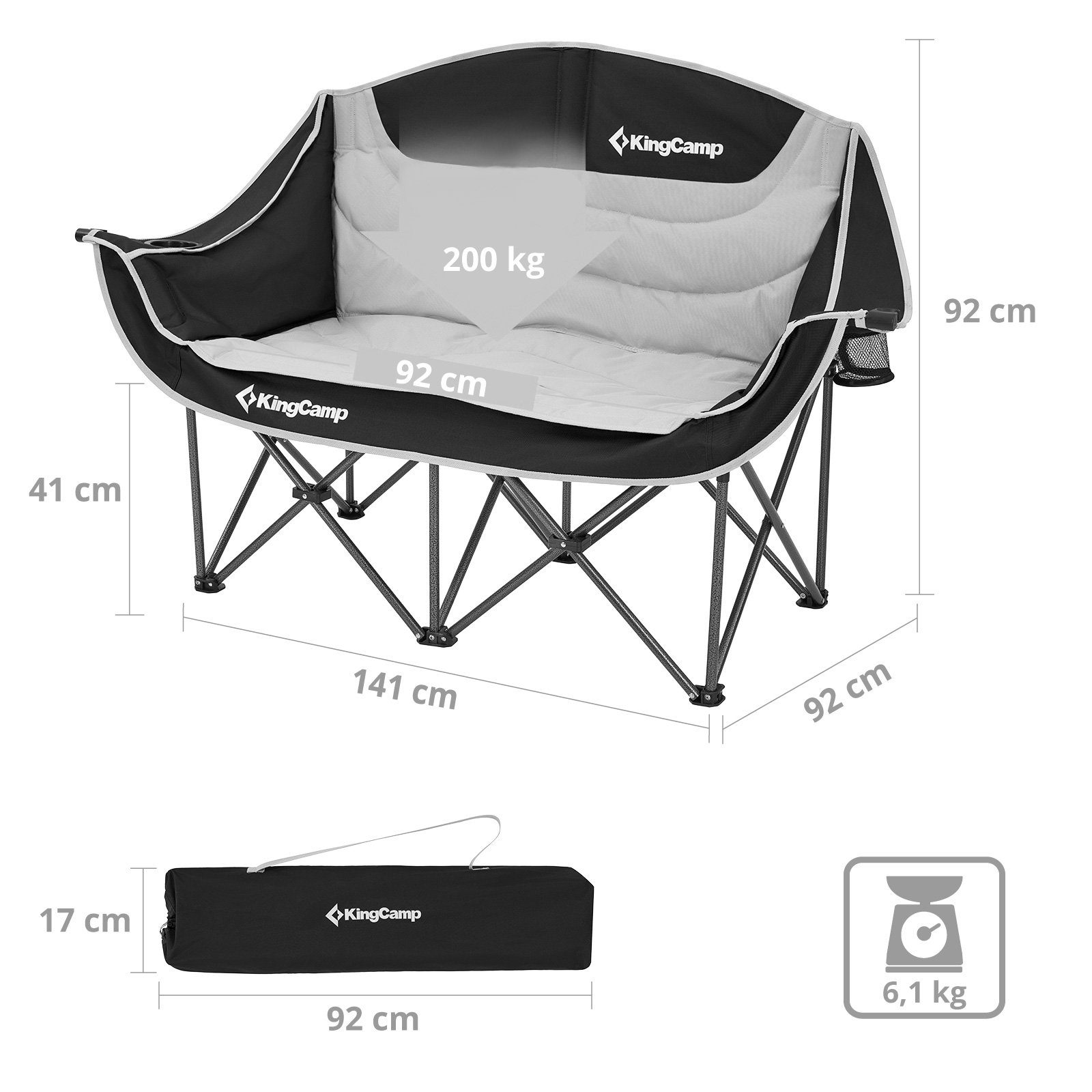 KingCamp Campingstuhl Campingstuhl Sofa Duo Deluxe günstig online kaufen