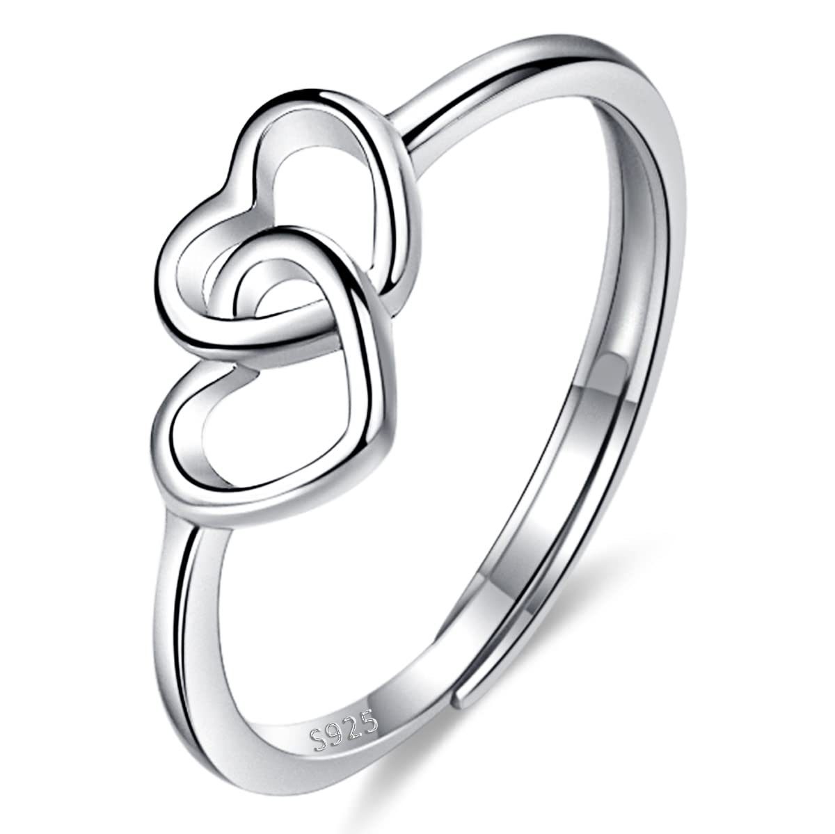 Herzform Silber Damen Frauen Mode Ring, Silberschmuck Fingerring 925er POCHUMIDUU Sterling Sterlingsilber Trend für S925 aus