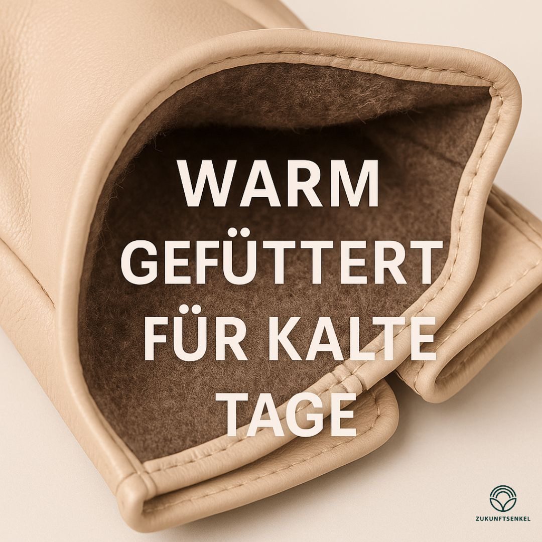ZUKUNFTSENKEL Lederhandschuhe Damen Lederhandschuhe warm gefüttert (erhältlich in Dunkelblau, Bordeaux & Creme) elegantes Wintermodell, weiche Premium-Qualität, – Bild 3 von 5