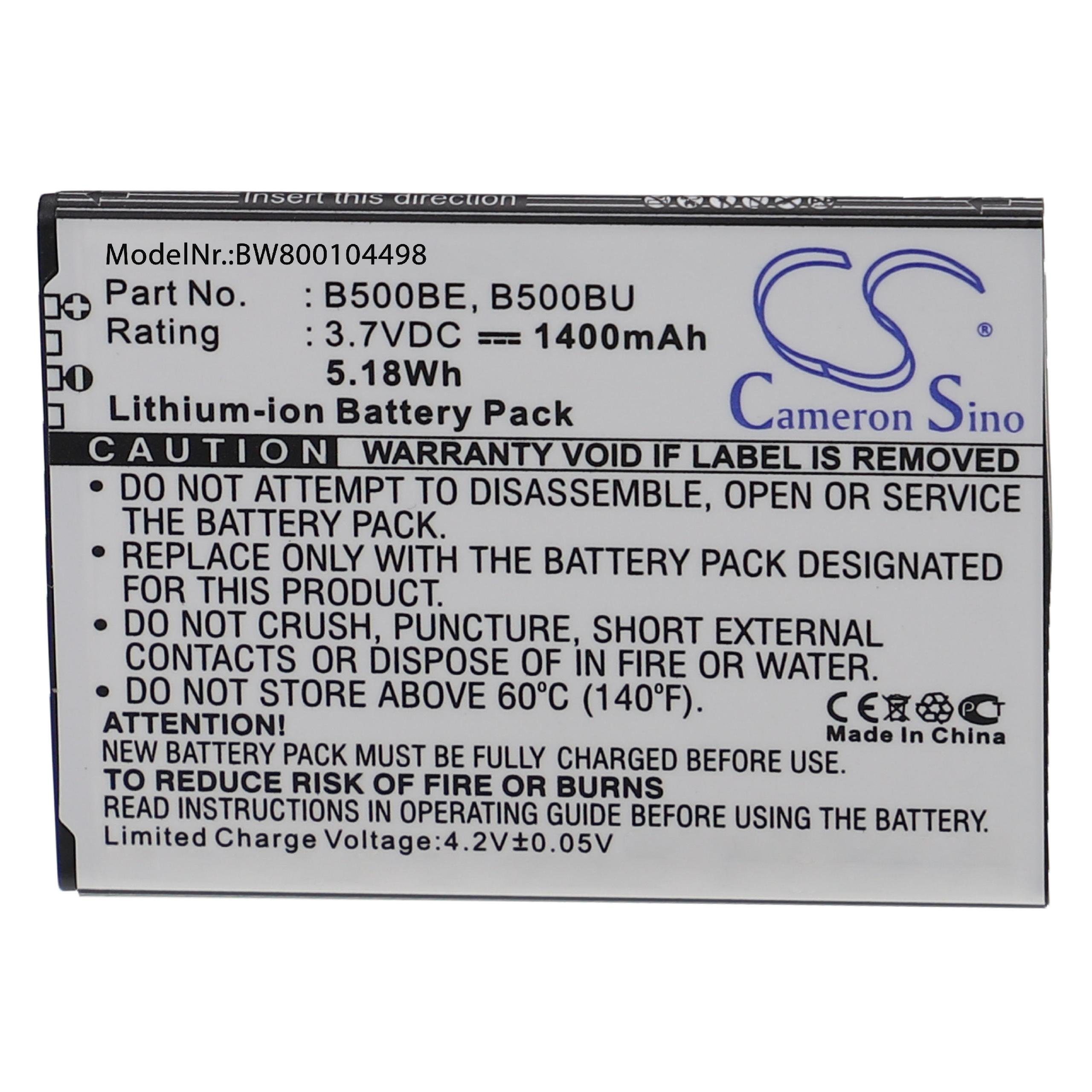 vhbw Ersatz für Samsung B500BE, B500, B500BU für Smartphone-Akku Li-Ion 1400 mAh (3,7 V)