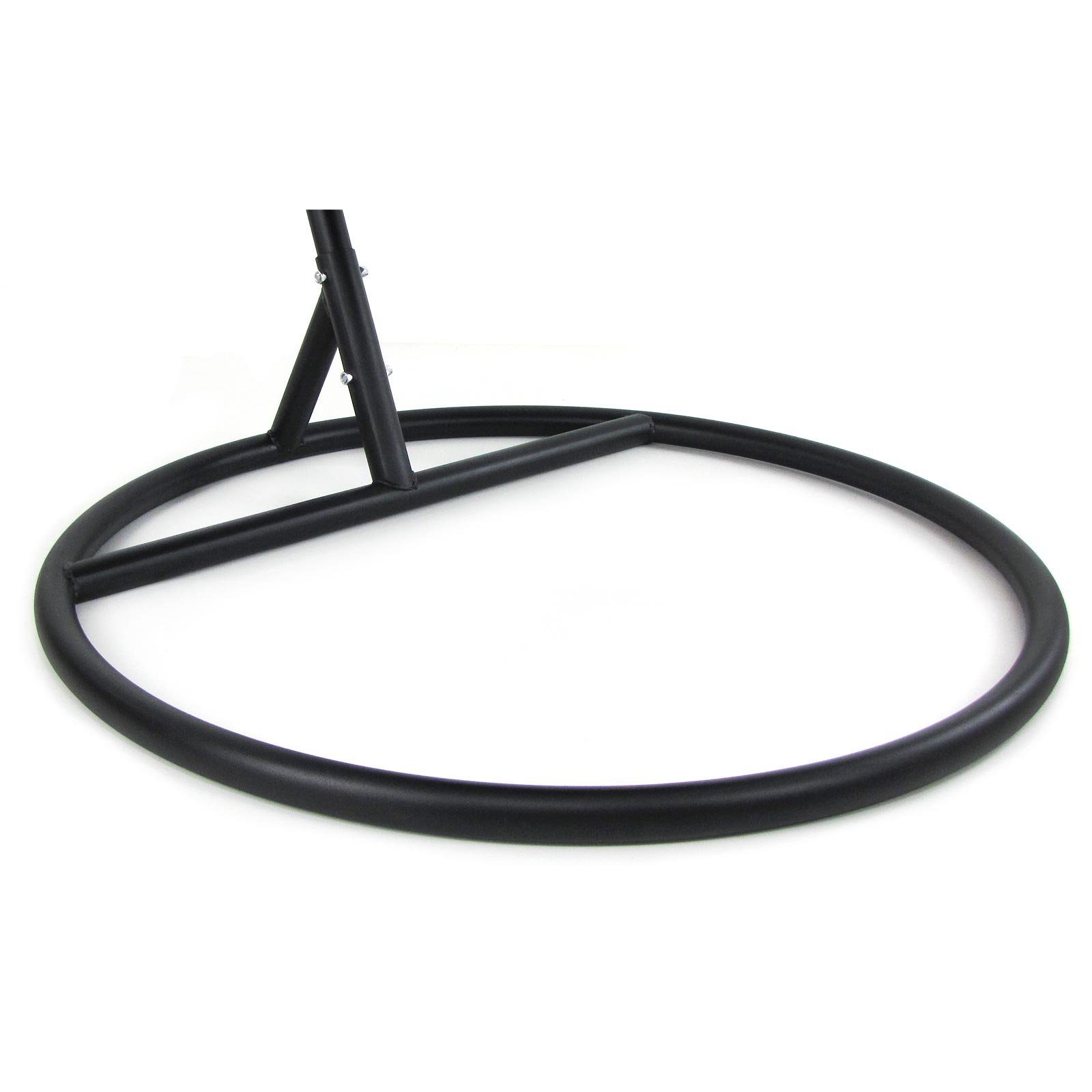 RAMROXX Hängesessel Luxus Schaukel Korb Polyrattan mit Gestell Schwarz Kissen Grau XXL