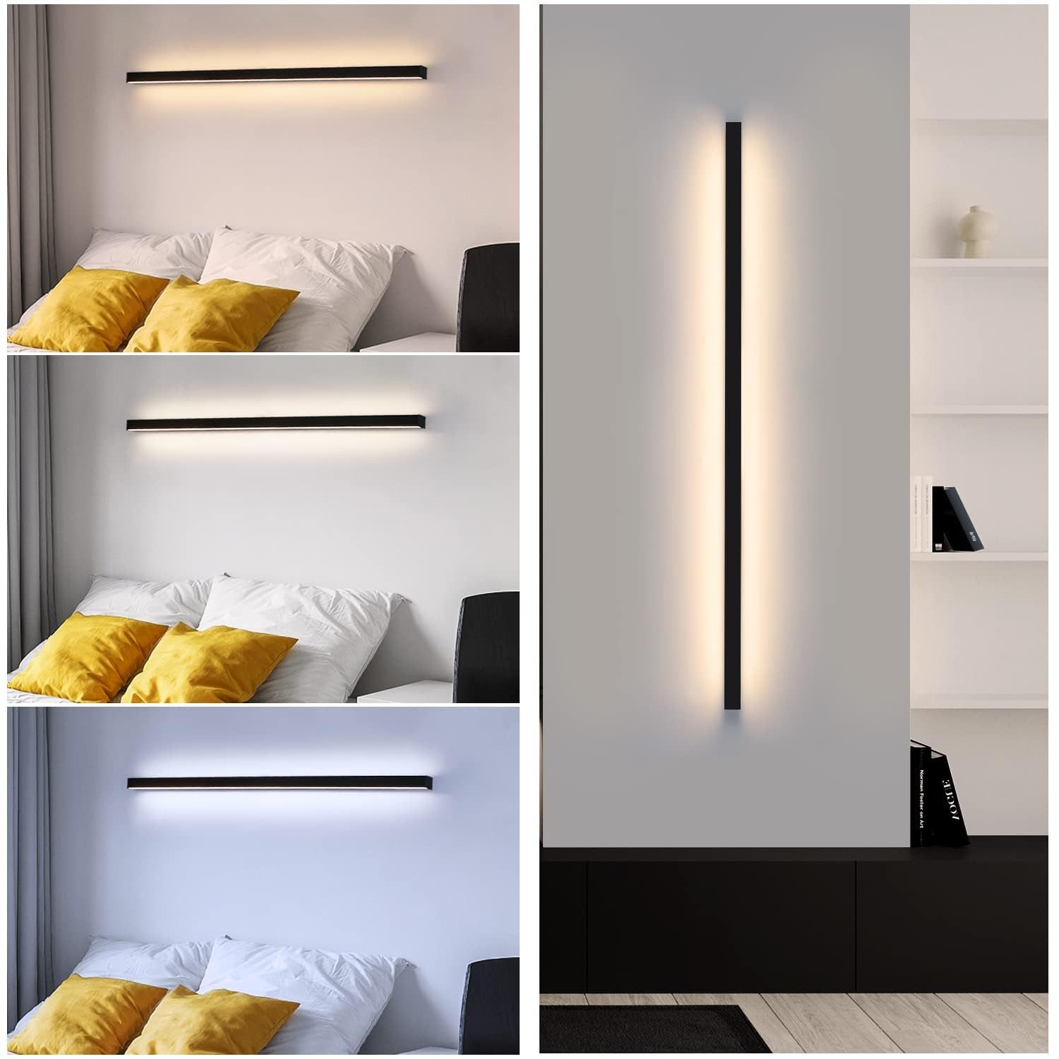 ZMH LED Wandleuchte Innen Schwarz 60/80/100CM Wandlampe 3000K Modern Flur S günstig online kaufen
