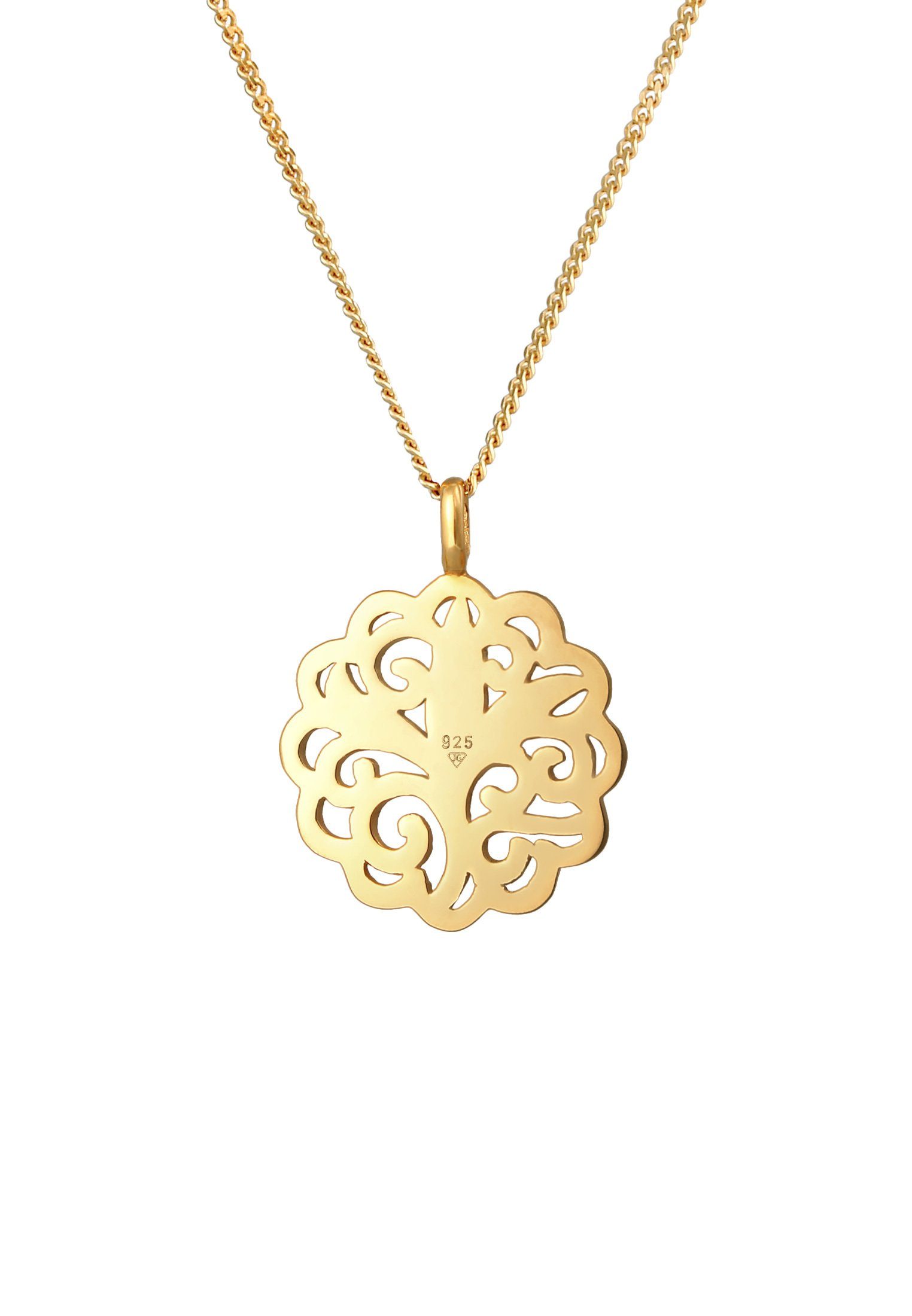 Elli Kette mit Ornament 925 Ornament Gold Silber, Orient Anhänger Floral Rund