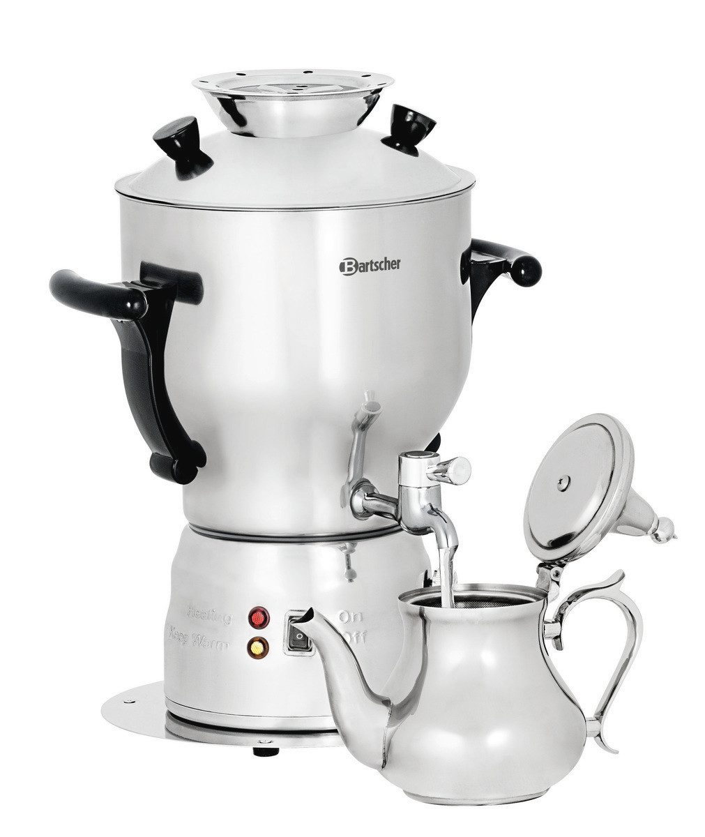 Bartscher Samowar Samowar 5L, mit Teekanne 1L, Edelstahl, 191010, 5 l
