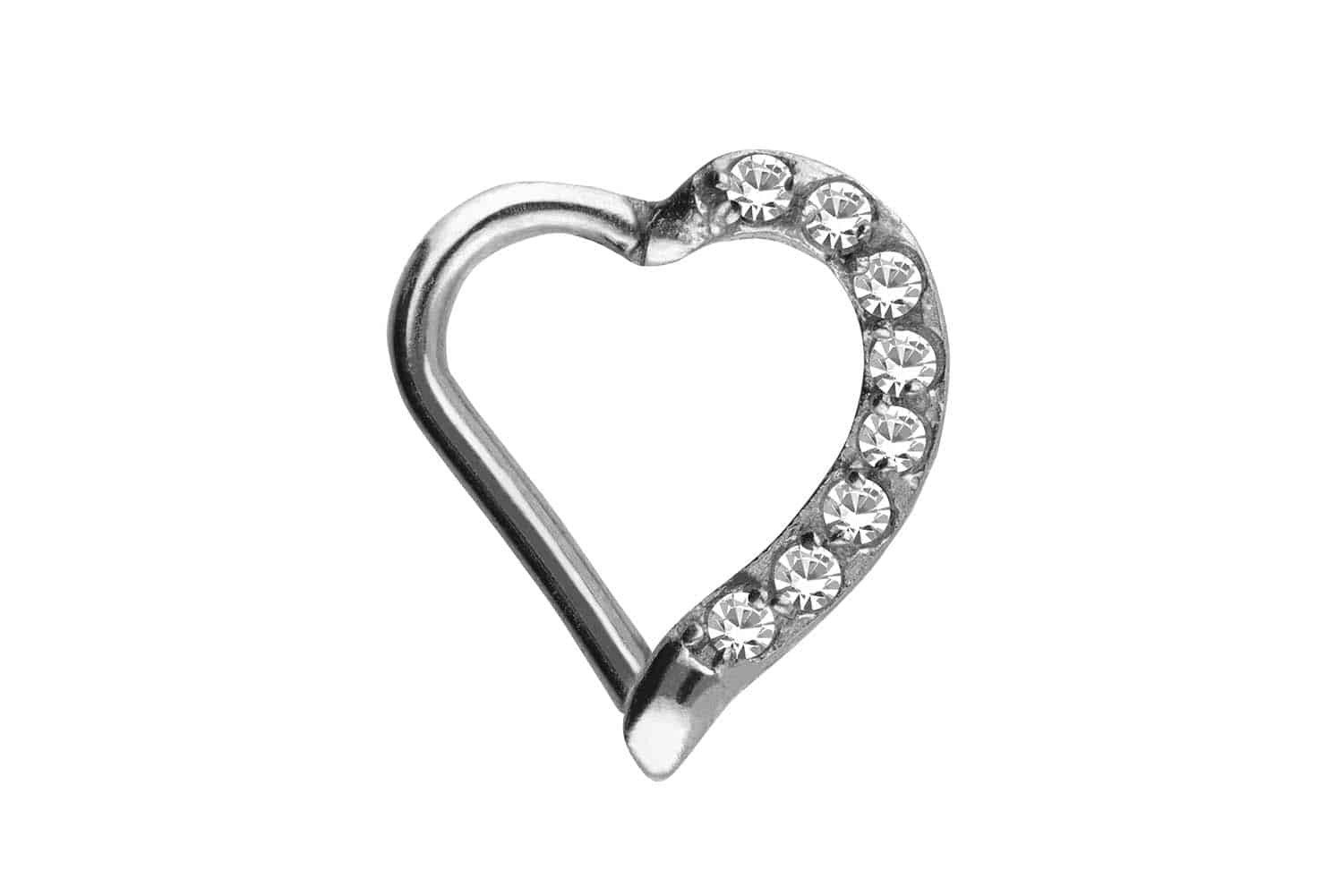 Nasenpiercing Chirurgenstahl Clicker HERZ + EINGEFASSTE KRISTALLE