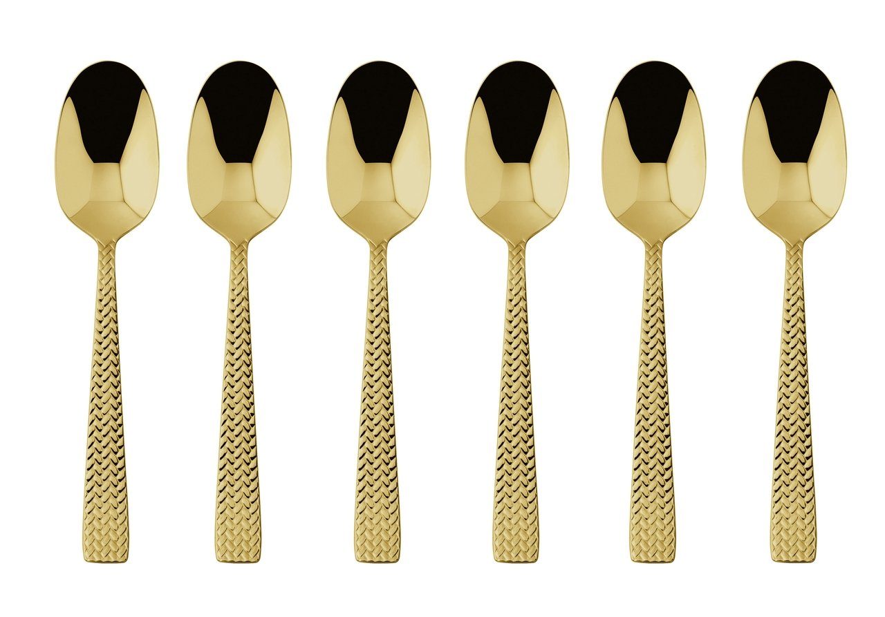 sambonet Besteck-Set Cortina Edelstahl/PVD Gold Mokkalöffel Set 6, Edelstahl