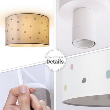 Paco Home Deckenleuchte Hugo Dots, ohne Leuchtmittel, Deckenleuchte Stofflampe Wohnzimmer Lampenschirm Punkte Retro Bunt