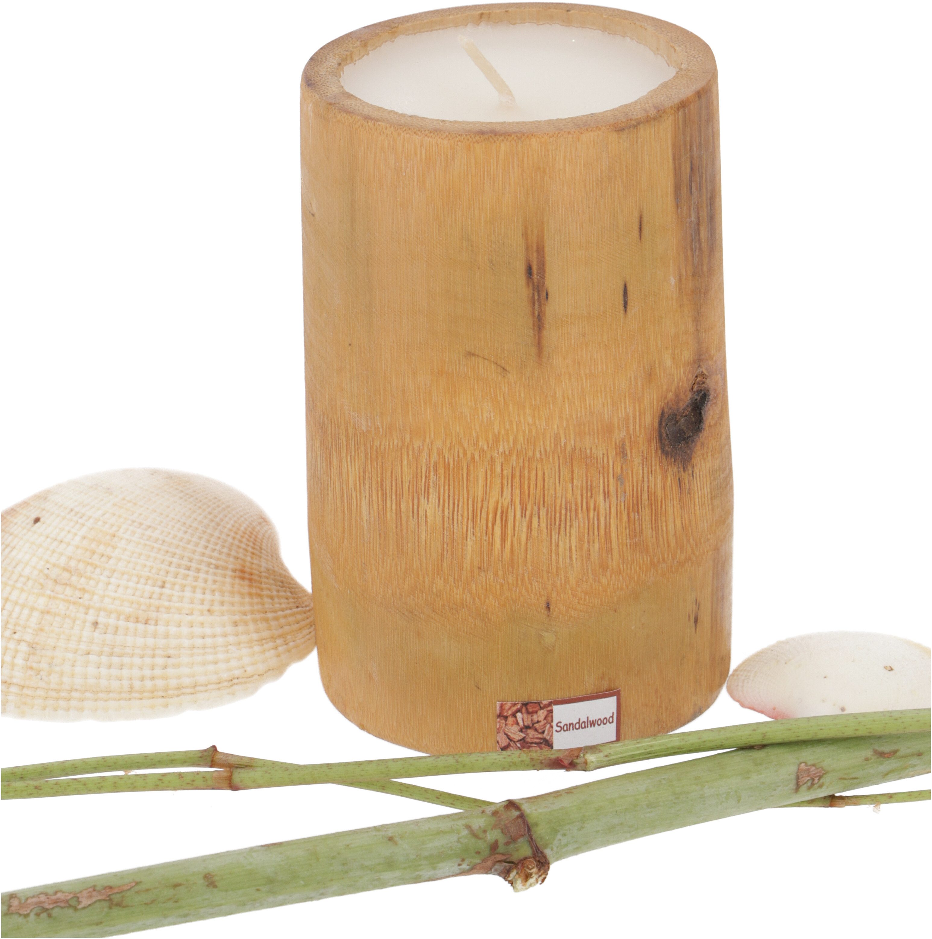 Guru-Shop Formkerze Exotische Thai Duftkerze Bambus - 10 cm natur