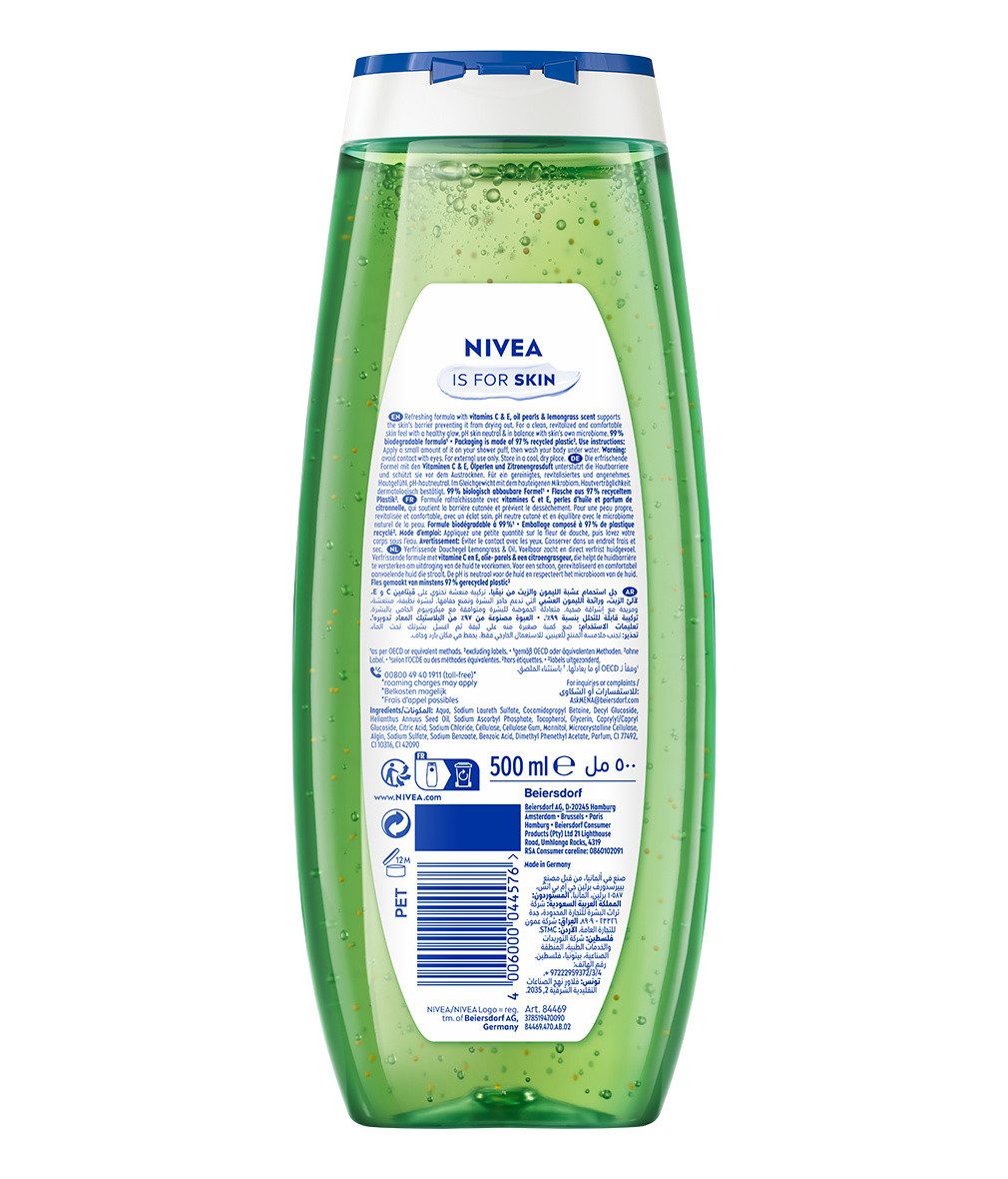 Nivea Duschgel Pflegedusche Lemongrass & Oil 4 x 500 ml, 4-tlg.