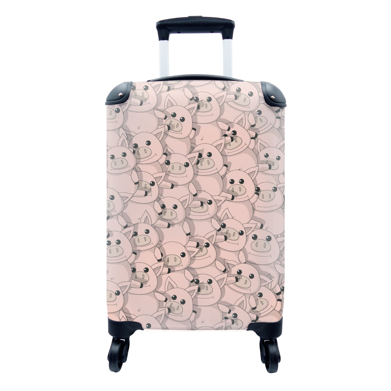 MuchoWow Handgepäckkoffer Schweine - Tiere - Rosa - Muster, 4 Rollen, Reisetasche mit rollen, Handgepäck für Ferien, Trolley, Reisekoffer