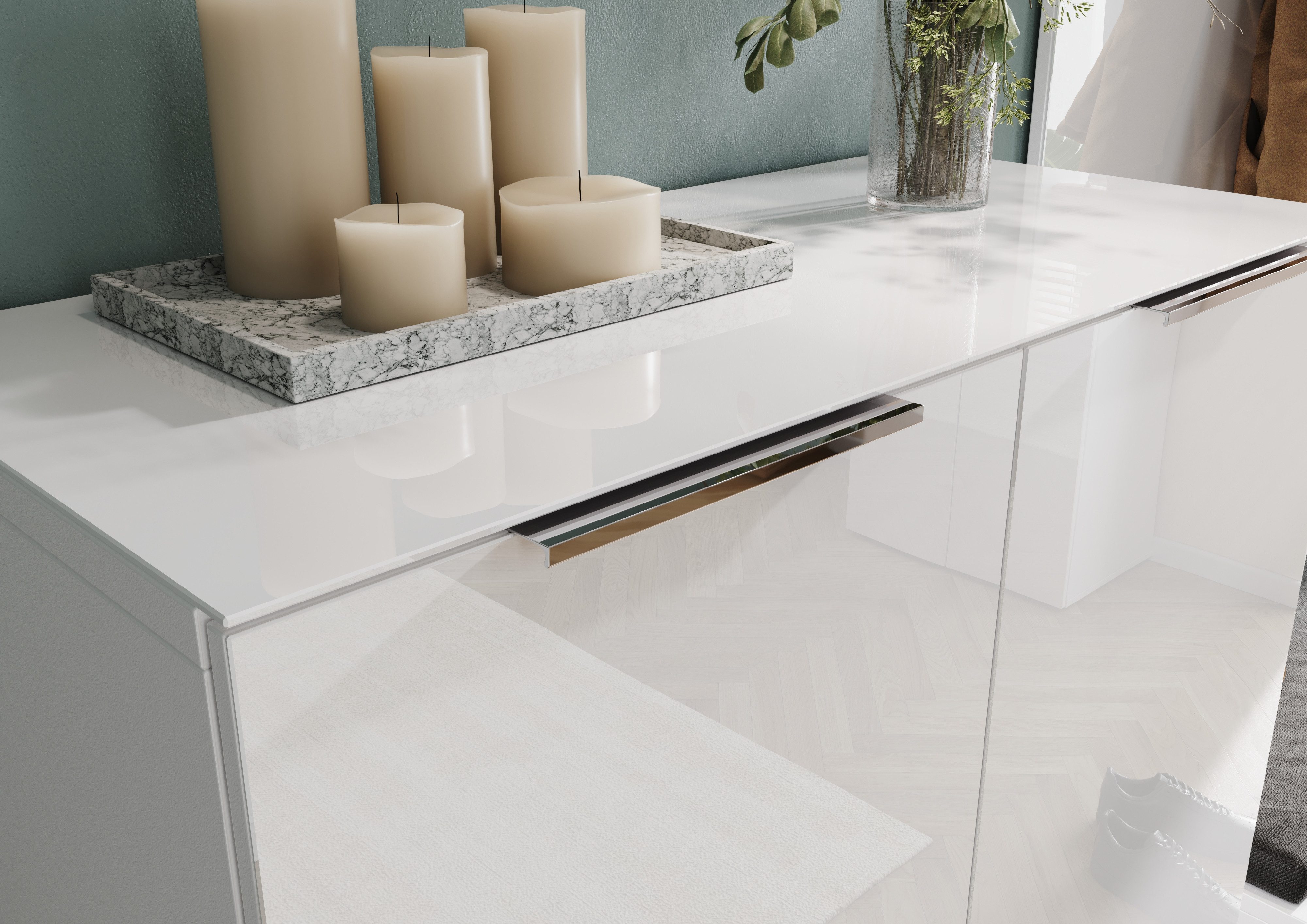 GERMANIA Schuhschrank Oakland mit Glasfront Breite: 87 cm, Türdämpfung, verstellbare Böden, Made in Germany – Bild 5 von 5