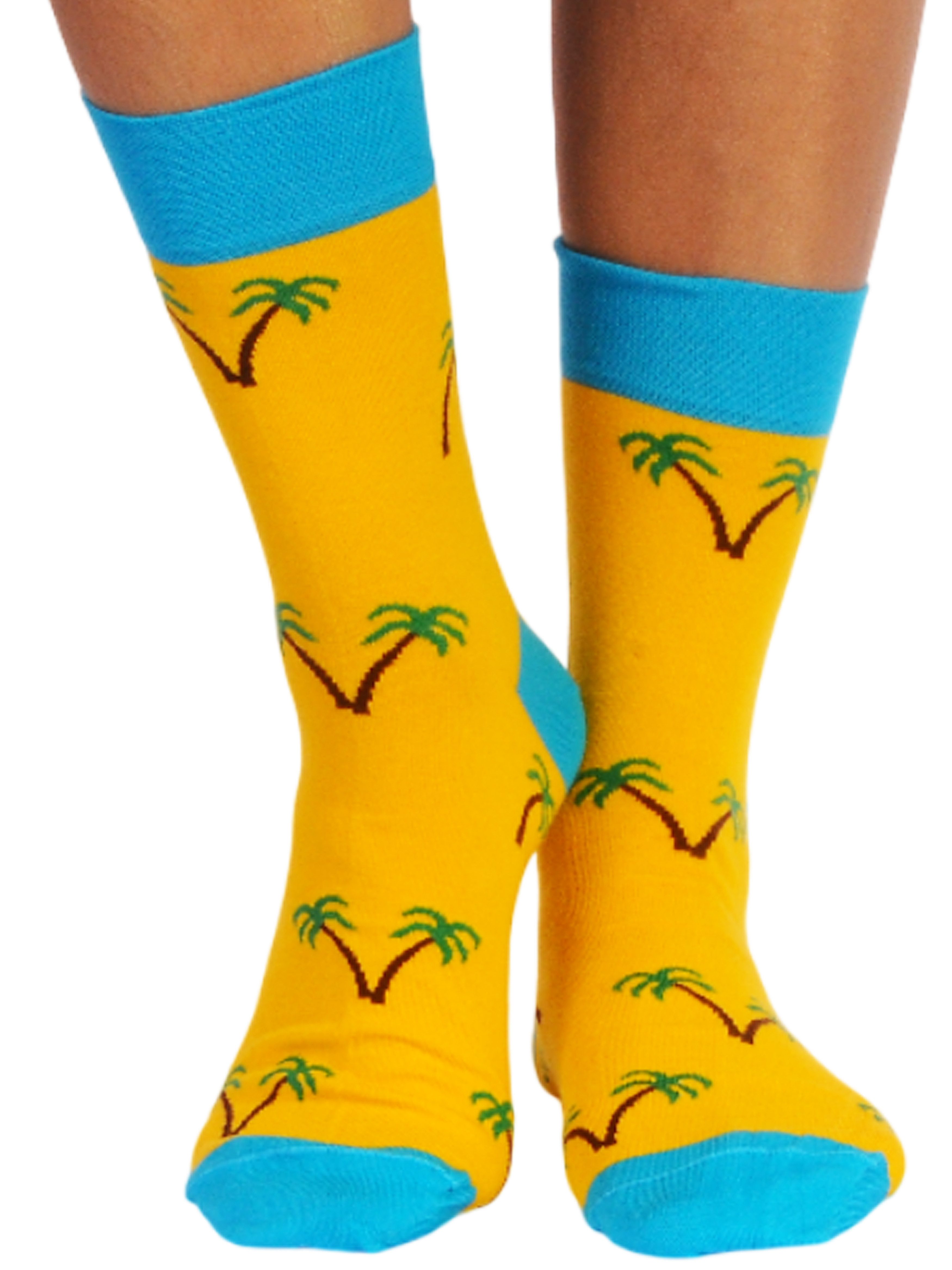 Socken Strümpfe unisex für Damen Herren Kinder in Gelb mit Palmen socks
