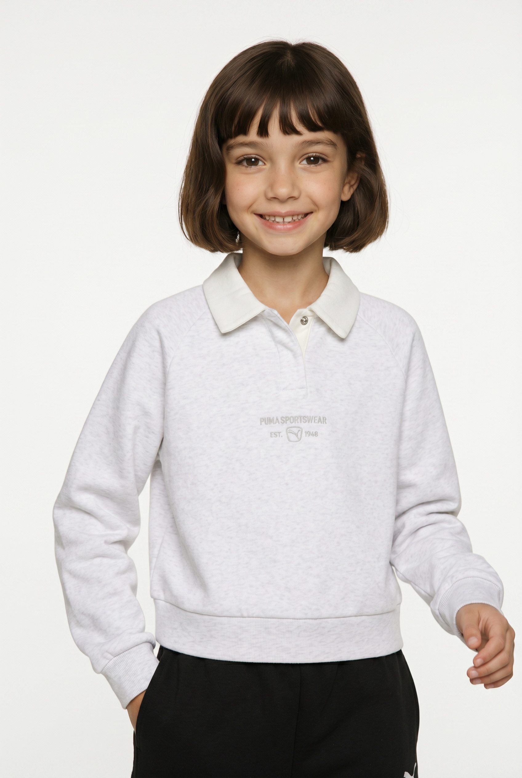 PUMA Sweatshirt CLASS RELAXED SHORT LENGHT LONGSLEEVE POLO FL G normaler Kragen, langärmlig, für Jugendliche