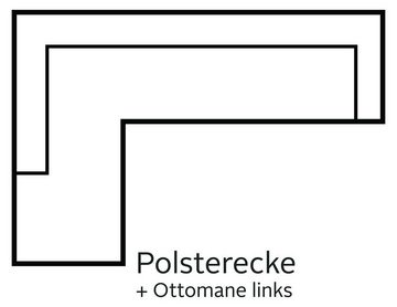 Home affaire Ecksofa MARSEILLE 278/202 cm, L-Form, Ottom. rechts/links, mit Massivholzbeinen aus Eiche, verschiedene Bezüge und Farbvarianten