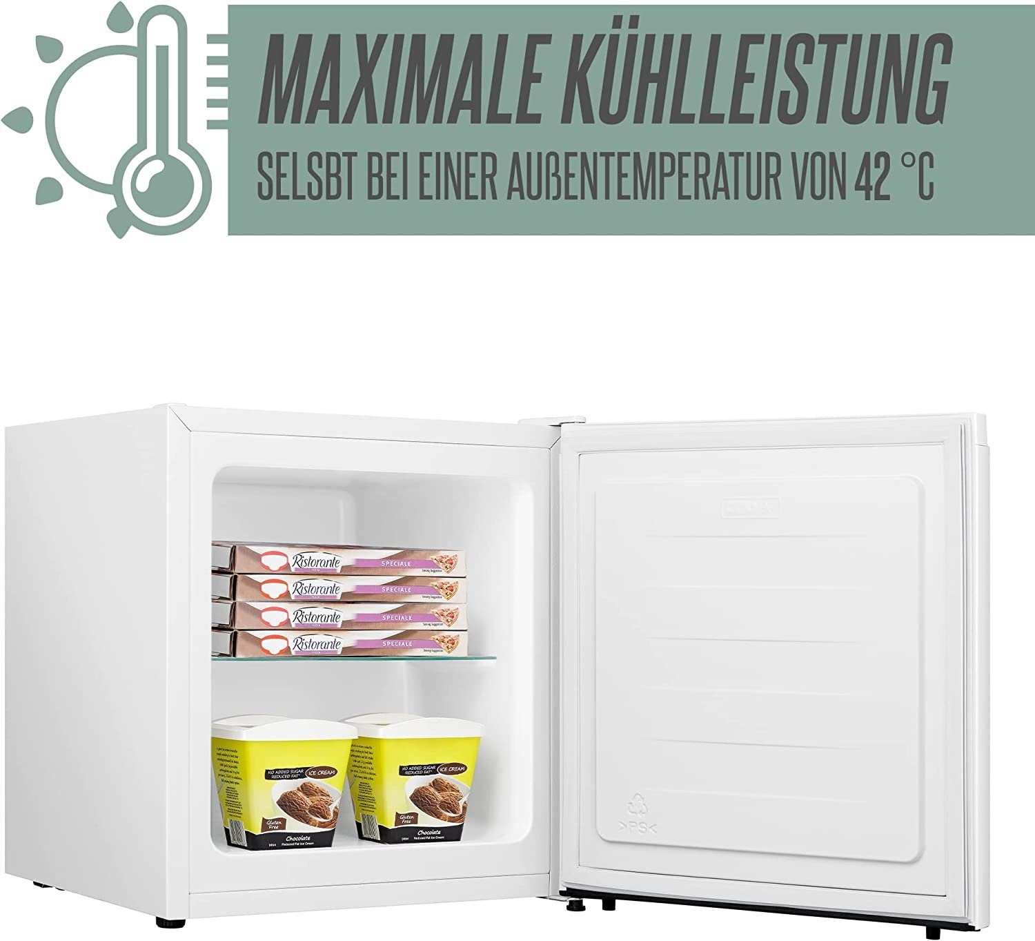 Heinrich´s Gefrierschrank Mini Freezer HGB 4088 W, 51 cm hoch, 44 cm breit, Gefrierbox, 39db, Freezer 33L perfekt Tiefkühlen – Bild 2 von 5