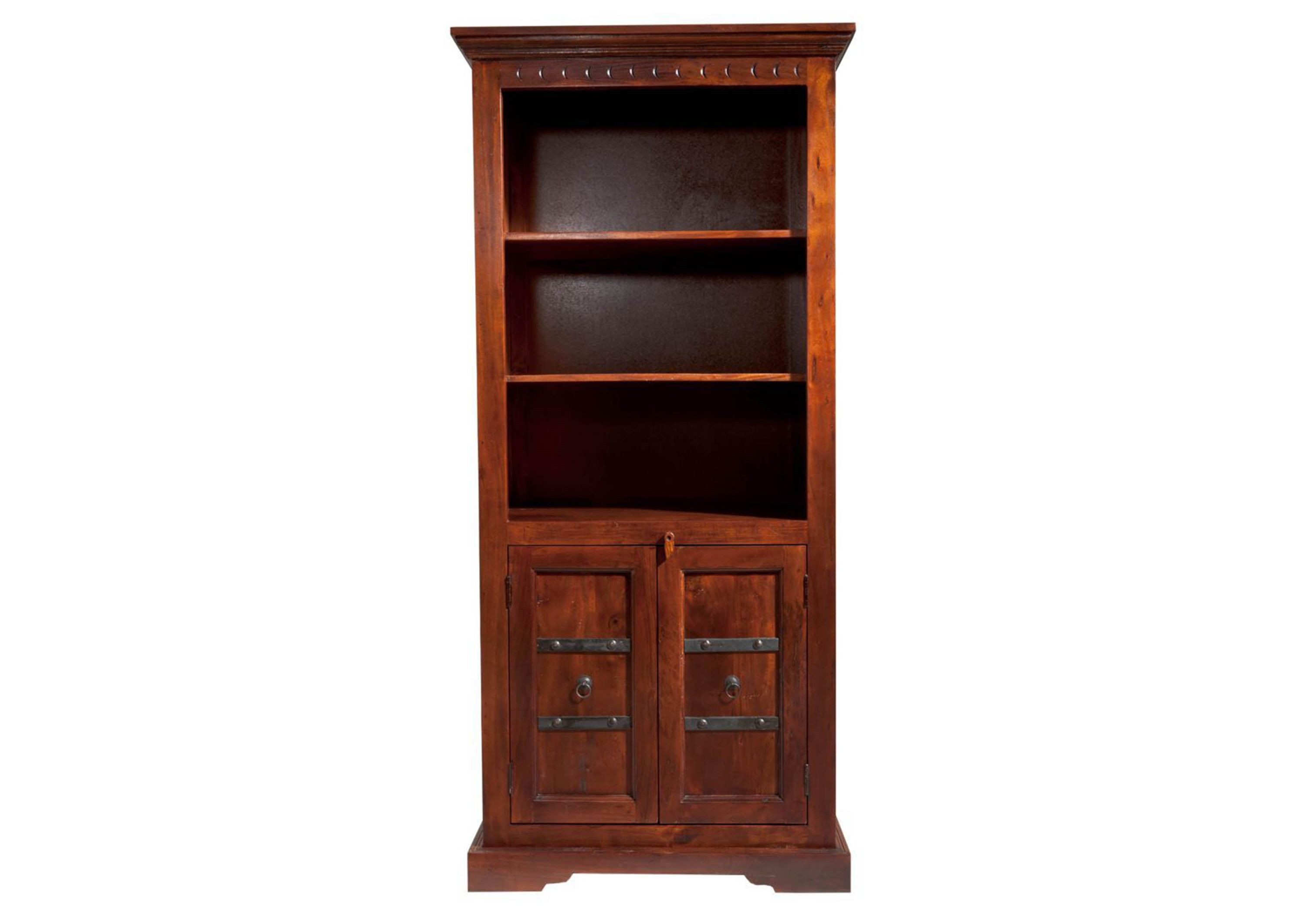 Massivmoebel24 Bücherregal OXFORD, 1-tlg., Regal Akazie 84x50x183 nougat lackiert OXFORD #406