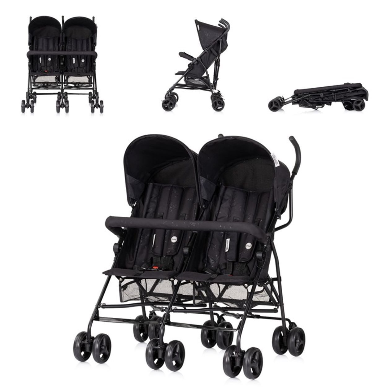Chipolino Коляски Zwillingswagen Double Point, klappbar Korb Sonnendach Frontbügel