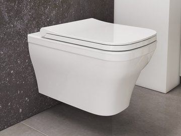Aqua Bagno Dusch-WC Aqua Bagno Firo spülrandlose Toilette inkl. Softclose Sitz - eckiges
