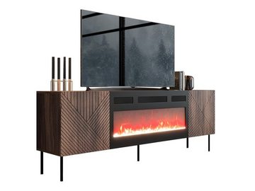 MIRJAN24 TV-Schrank Art Deco 190 mit Kamin (mit zwei Drehtüren) Realistische LED-Flamme mit Deko-Kristallen