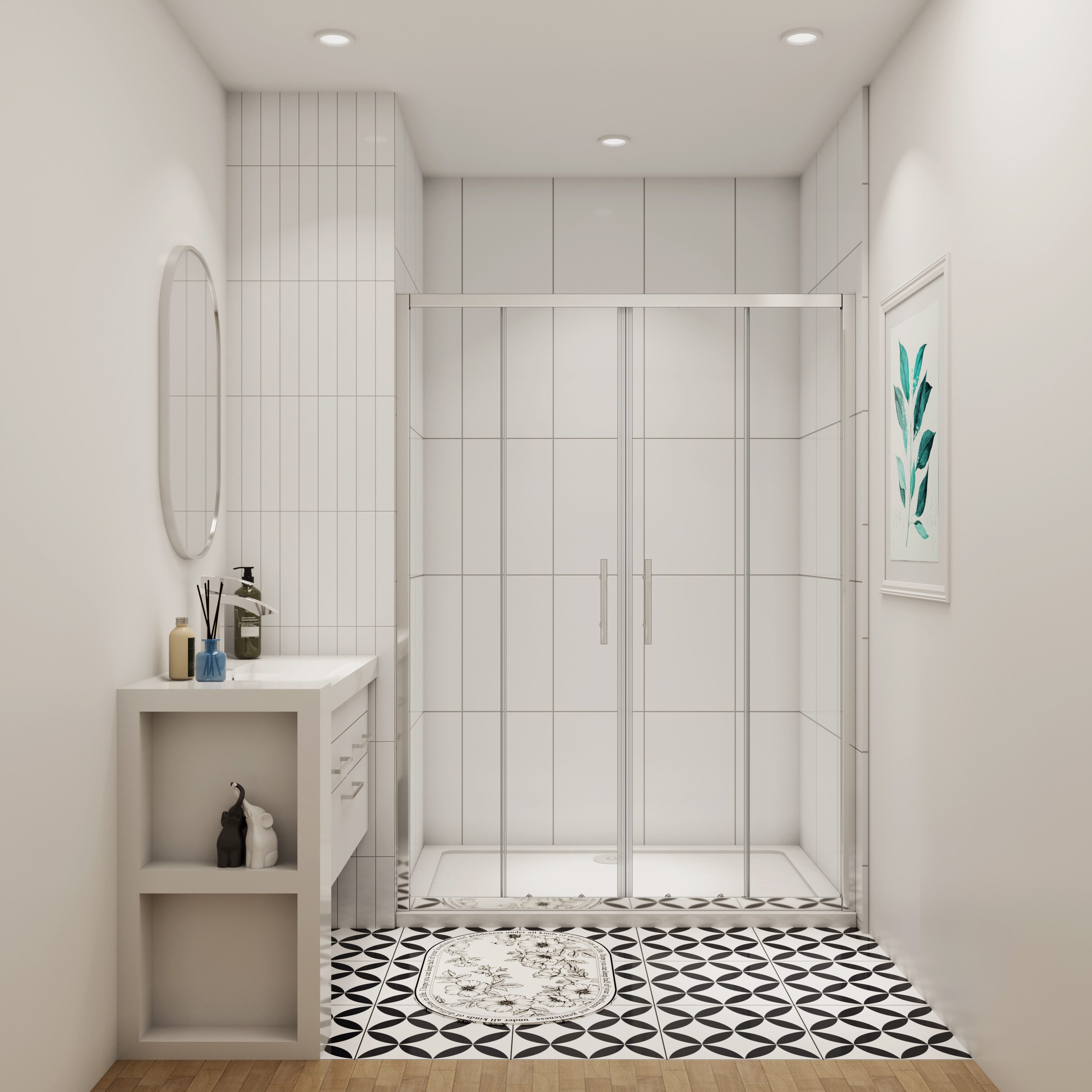 Duschparadies Schiebetür 5mm ESG Schiebetür Nischentür Duschkabine Duschabtrennung Duschwand, nach Wunschmaß,Anschlag rechts oder links