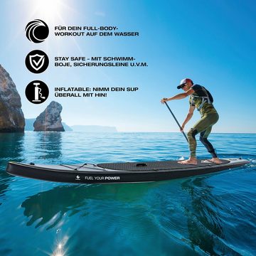 FitEngine Inflatable SUP-Board XXXL Stand up Paddle Board Set Race 11‘8“ 360cm, 170kg Race-Shape erhöhte Stabilität