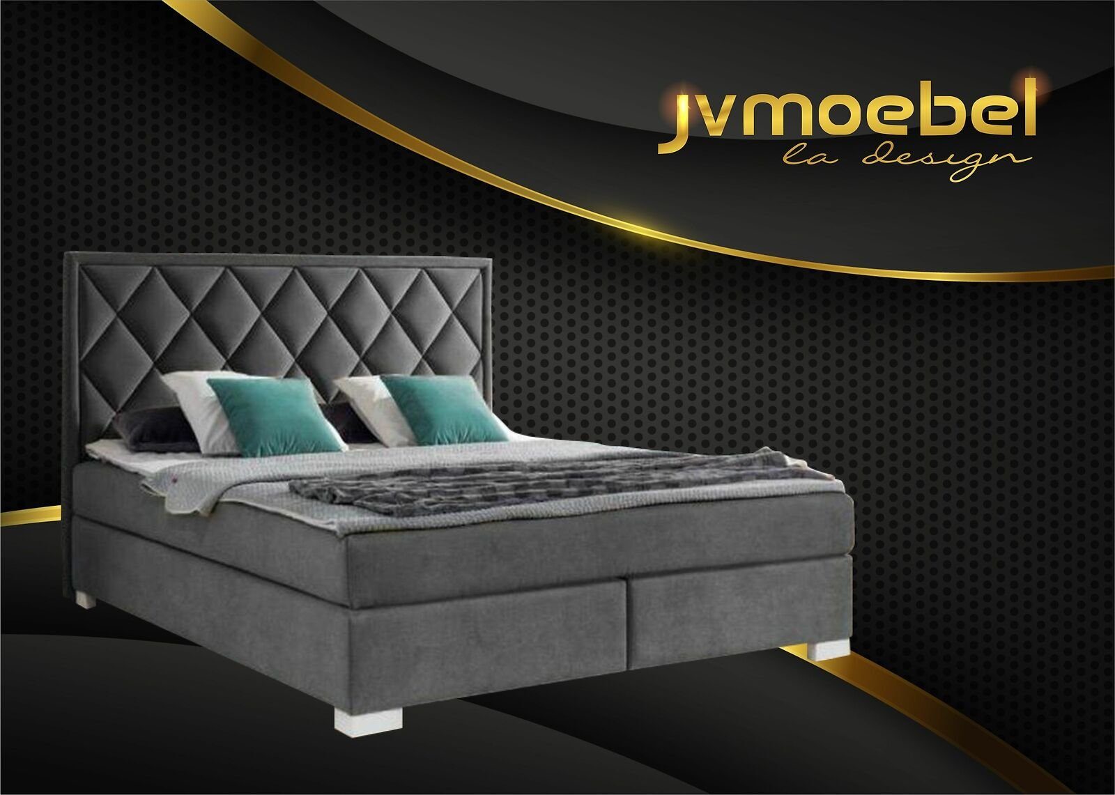 JVmoebel Bett, Bett Textil Schlafzimmer Design Möbel Modern Luxus Betten 180x200 Grau