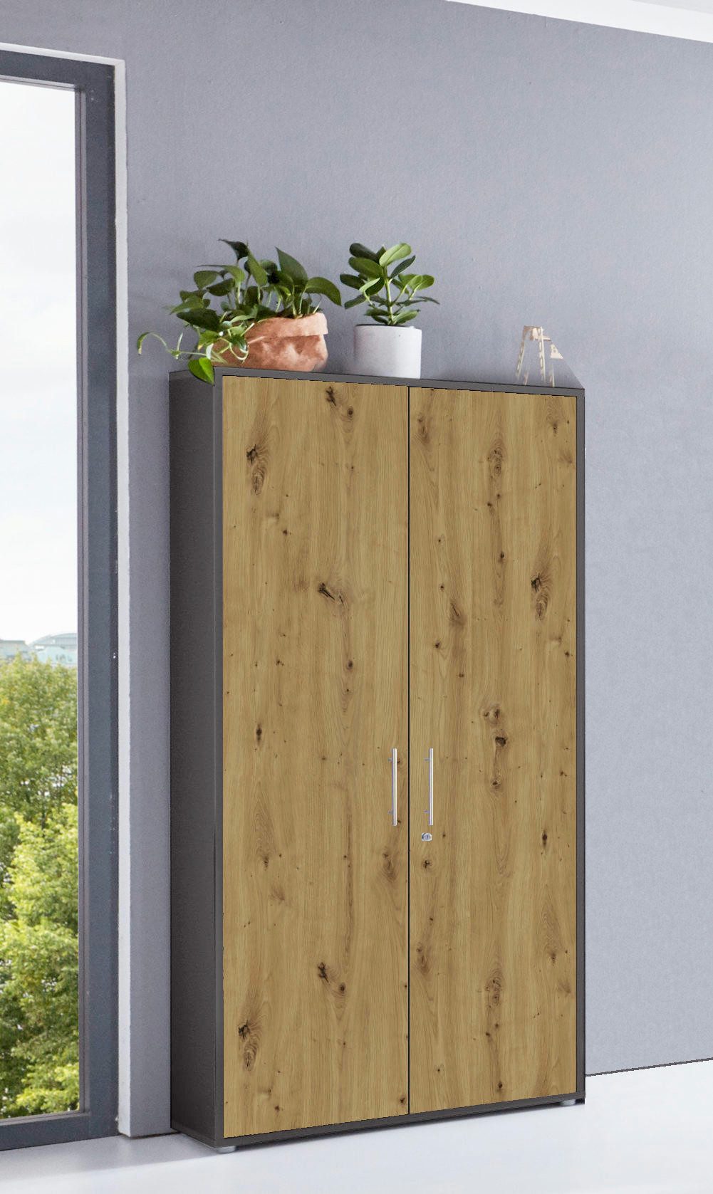 BMG Möbel Aktenschrank Büromöbel Office Edition 10 (Aktenschrank Regal Set, besteht aus 2x Aktenschrank und 1x Regal) mit viel Stauraum, abschließbar