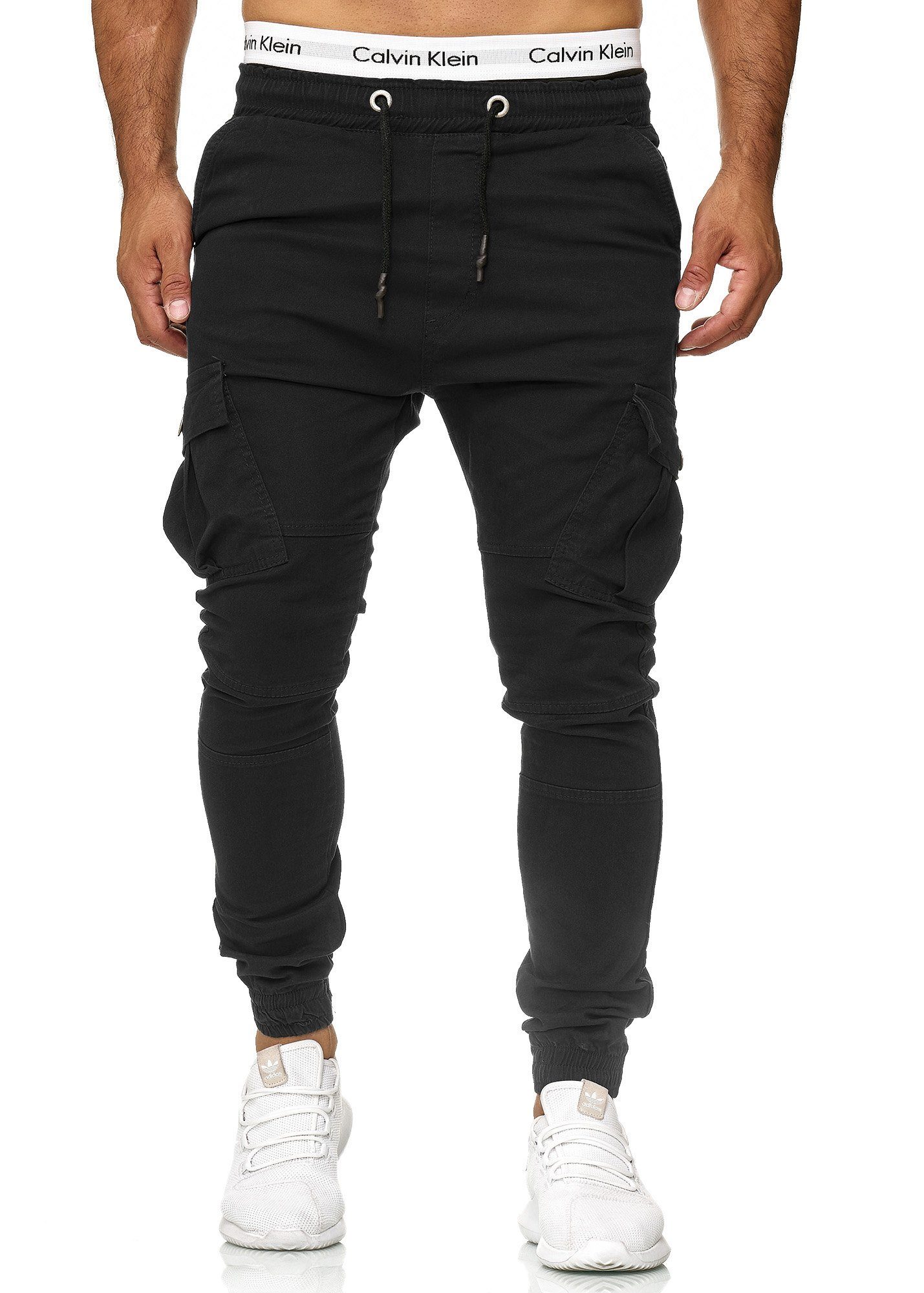 OneRedox Straight-Jeans 1039 (Chino Cargohose Streetwear, 1-tlg) Freizeit Business Casual Schwarz