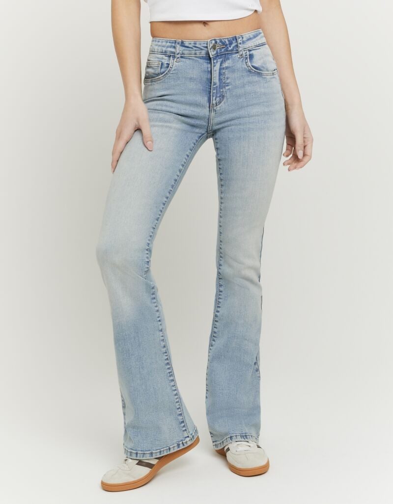 Tally Weijl Bootcut-Jeans SPADEELETRA2 Baumwollmischung, Mid Waist mit Flare Beinverlauf und Push up Effekt