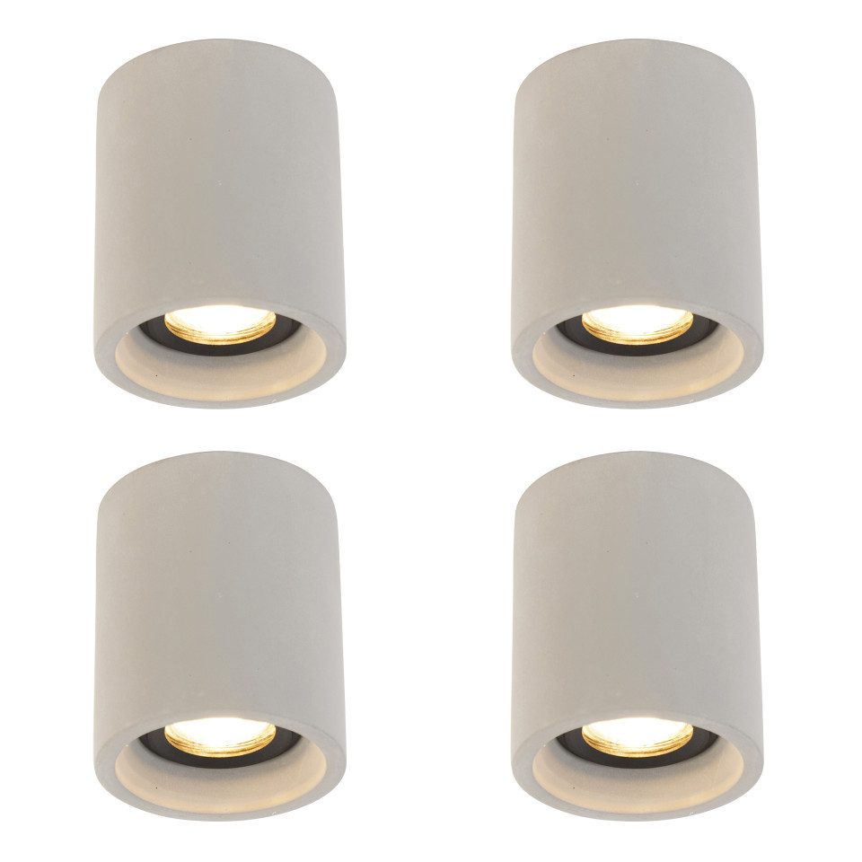 Qazqa LED Aufbaustrahler 95023, ohne Leuchtmittel, Warmweiß, QAZQA Aufbau­spot, gu10, Weiß, Stein/Beton, Landhaus