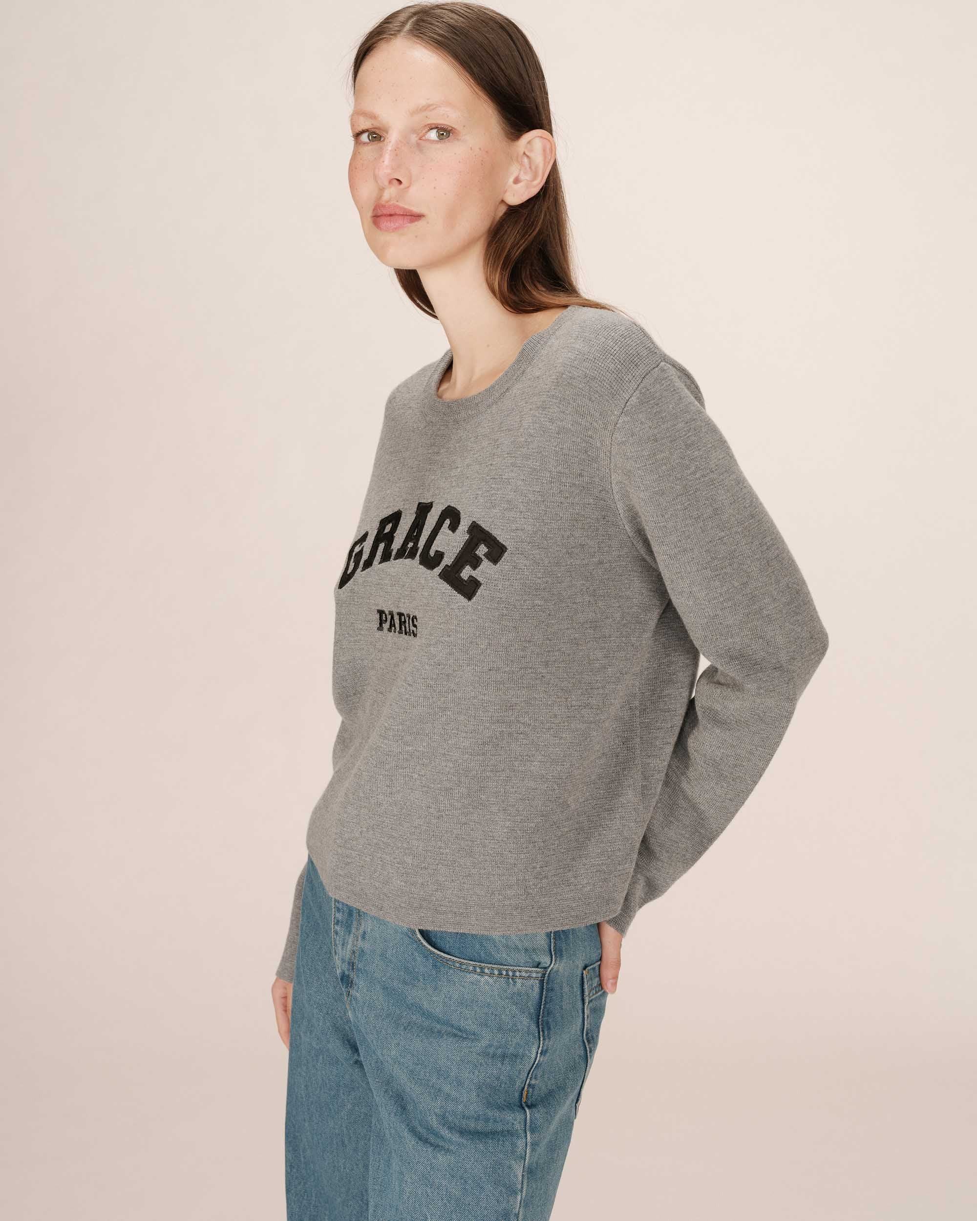 Grace & Mila Strickpullover College sweater SARDAIGNE - Pullover - Strickpullover mit Stickerei