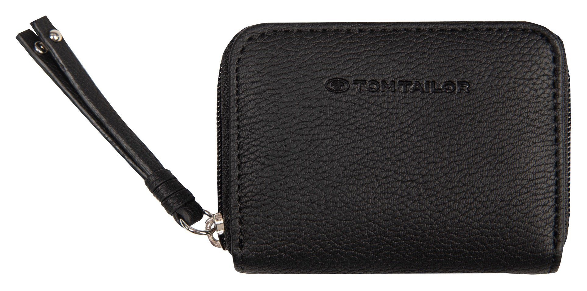 TOM TAILOR Geldbörse CAIA WALLETS Small zip wallet, mit Zierband am Reißverschluss schwarz