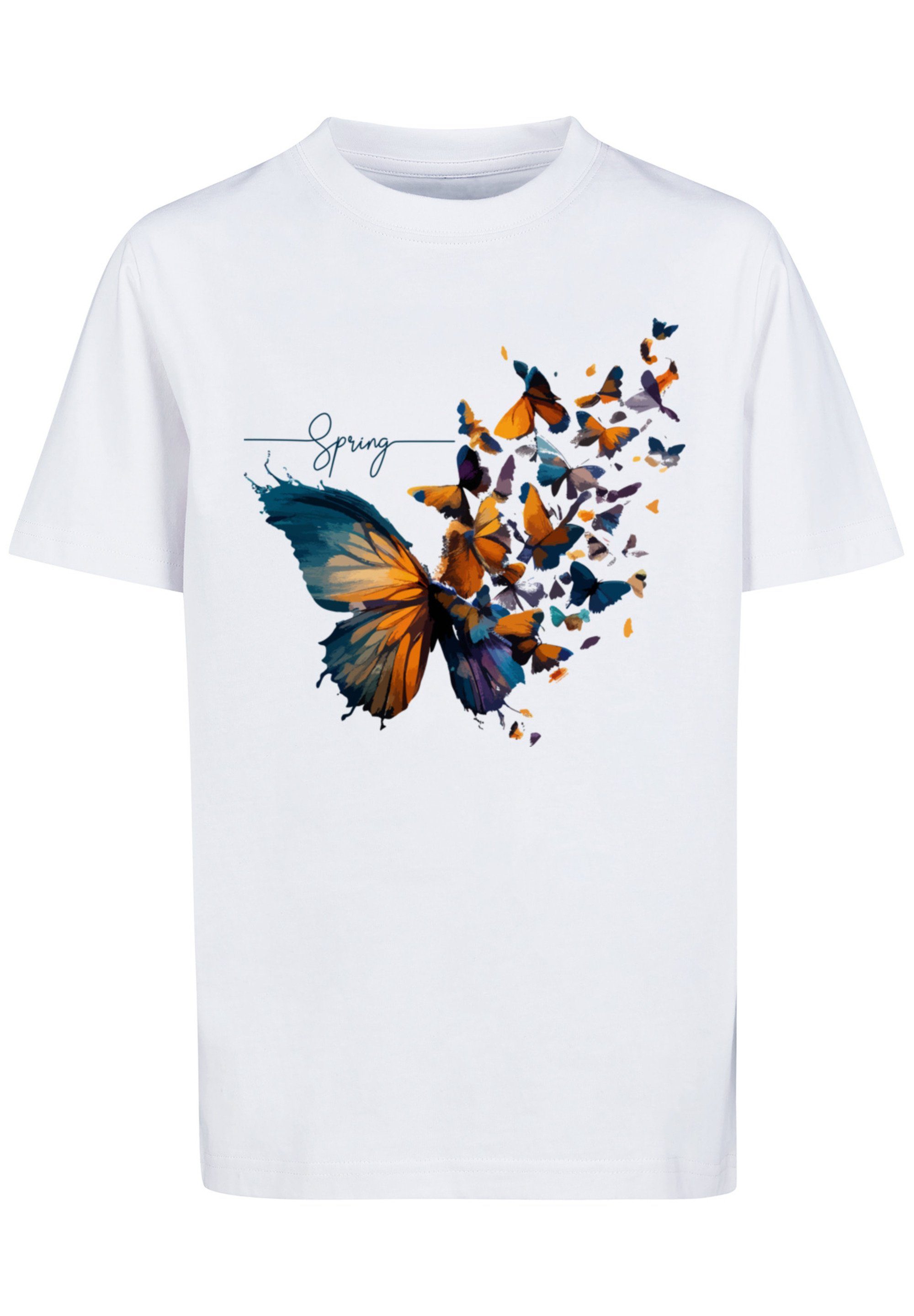 Tee F4NT4STIC Frühling T-Shirt Unisex Schmetterling Print weiß