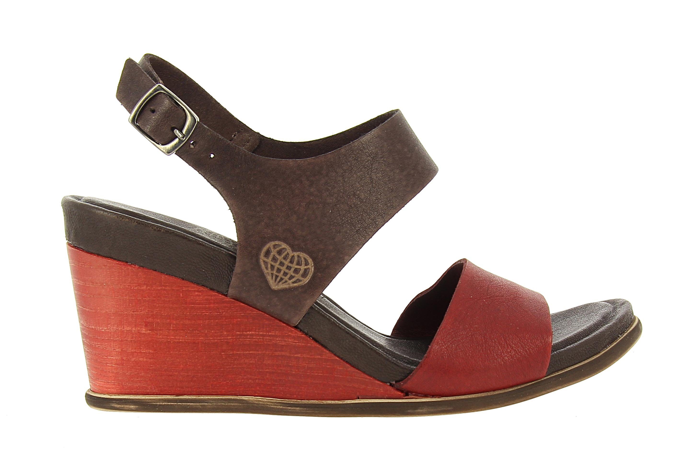 TakeMe Shoes Damen Keilsandale Leder Etna Keilsandalette Rot