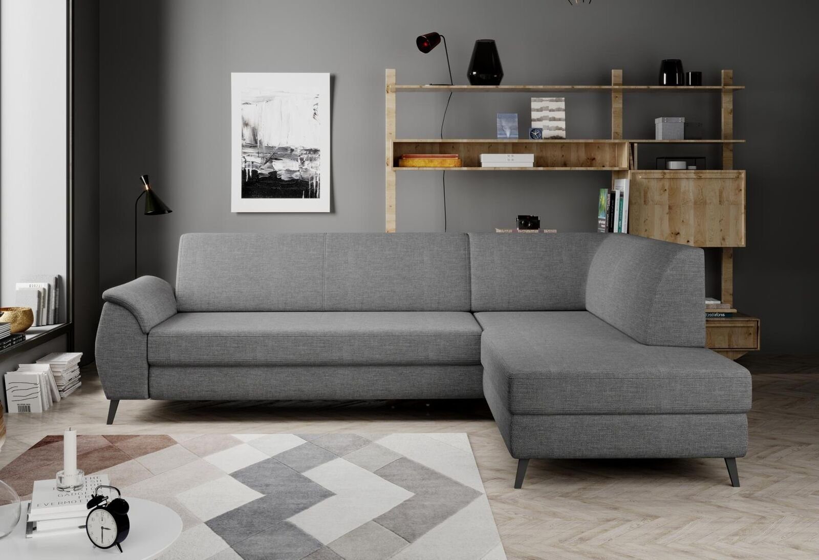 JVmoebel Ecksofa Graue Wohnlandschaft Ecke Ecksofa L-Form Sofa Couch Polster, Made in Europe