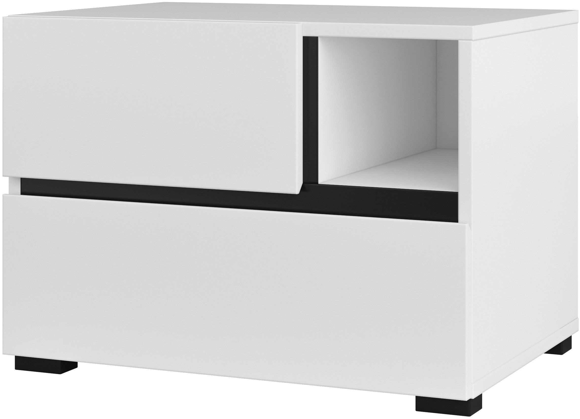 OTTO home Nachtkommode Cross, moderner griffloser Nachtschrank, Nachttisch, Nachtkonsole mit 2 Schubladen