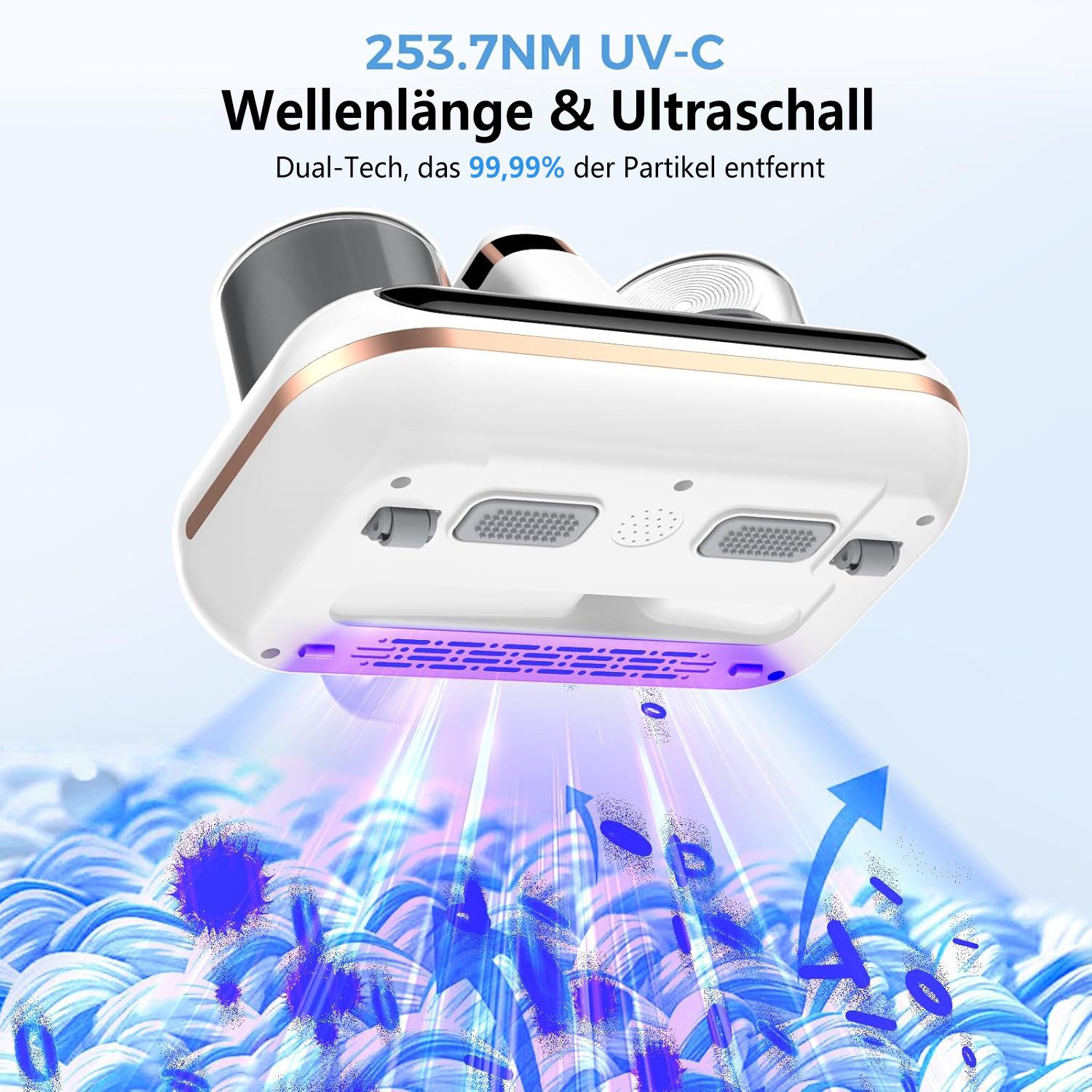 poweradd pro Matratzenreinigungsgerät Milbensauger für Matratzen, 5-IN-1 Antimilben-Staubsauger mit UV-C-Licht, 16000Pa Saugleistungv, HEPA Filter,entfernt 99,9% Aller Milben
