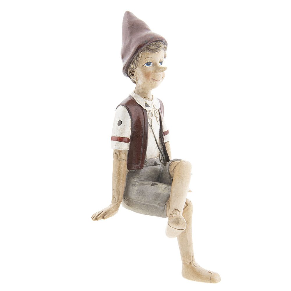 Clayre & Eef Dekofigur Deko Dekoration Figur Pinocchio sitzend groß ca. 13 x 12 x 23 cm
