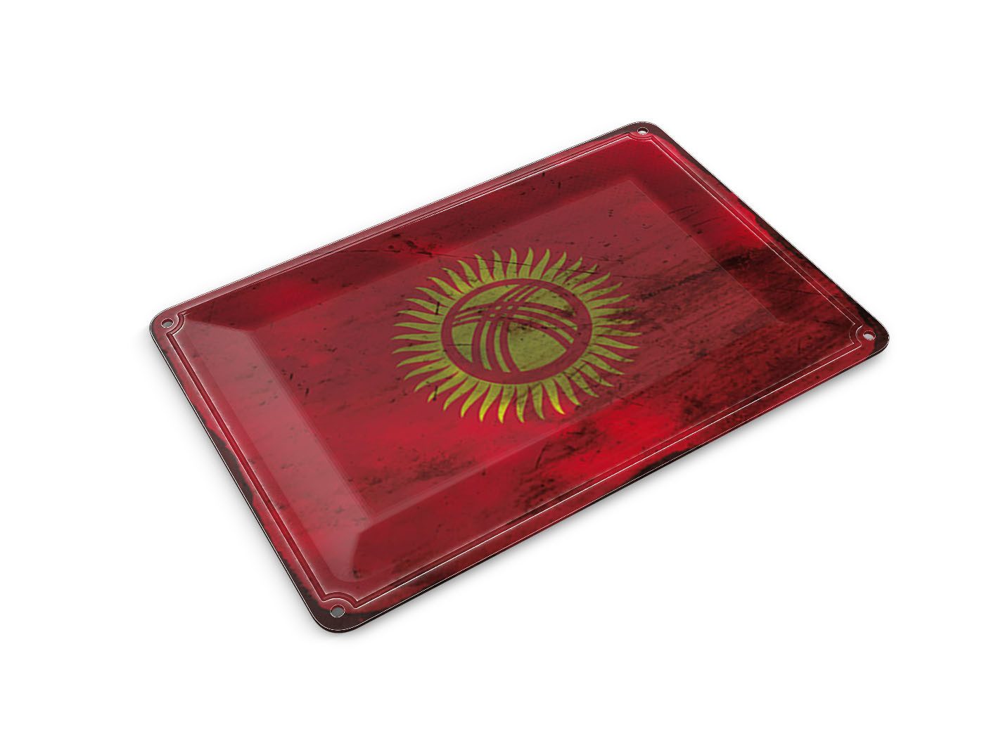 Femer GmbH Postkarte Flagge Kirgisistan 14x10 cm Kyrgyzstan Rost, unfrankiert